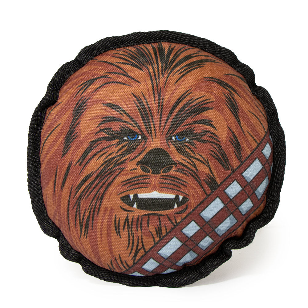 Dog Toy Ballistic Squeaker - Round Star Wars Chewbacca Face CLOSE-UP Brown Dog Toy Ballistic Squeaker Star Wars