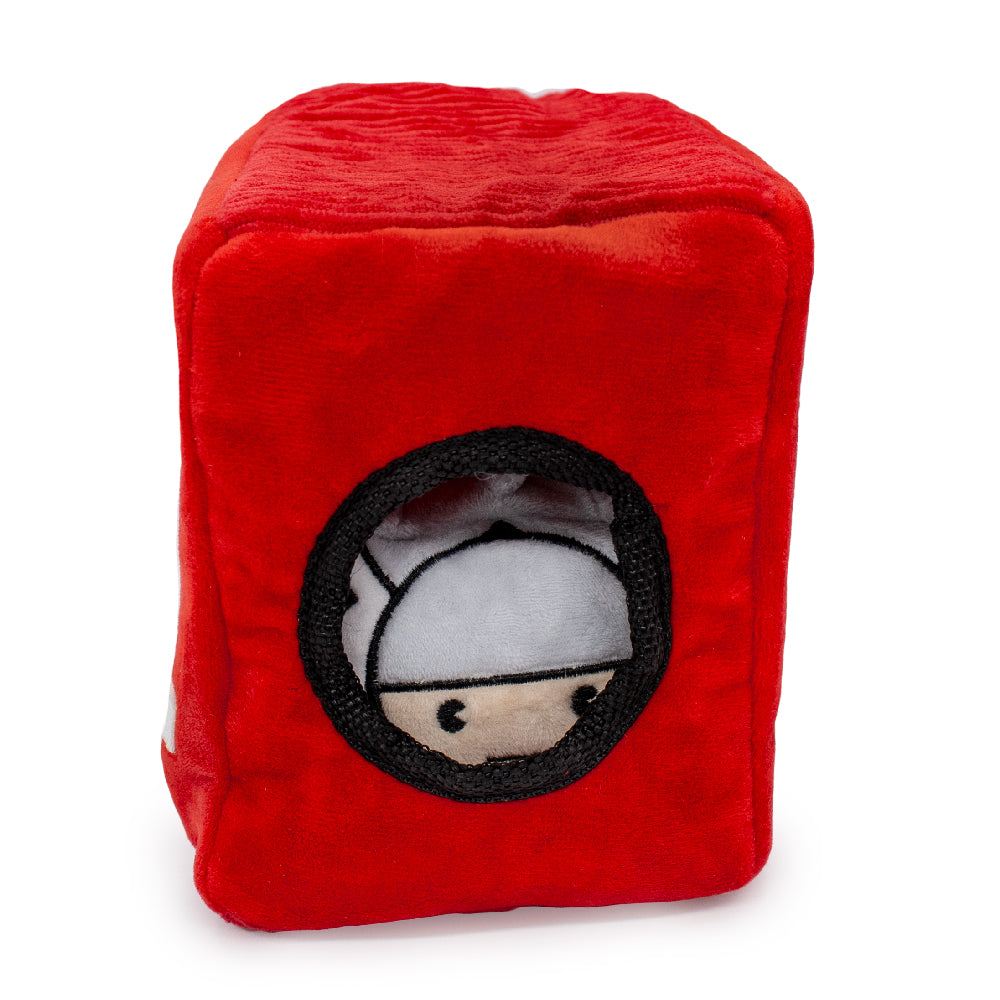 Dog Toy Hide and Seek Toy - MARVEL Red Brick Logo with Avengers Captain Marvel, Spider-Man and Thor Kawaii Faces Dog Toy Hide and Seek Marvel Comics