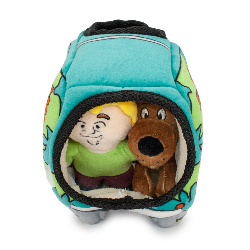 Dog Toy Hide and Seek Toy - Scooby-Doo The Mystery Machine Van with Scooby-Doo, Thelma and Shaggy Standing Plush Dog Toy Hide and Seek Hanna Barbera