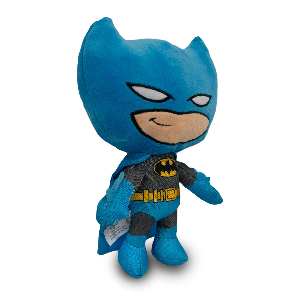 Dog Toy Squeaker Plush - Batman Full Body Standing Pose with Blue Cape Dog Toy Squeaky Plush DC Comics