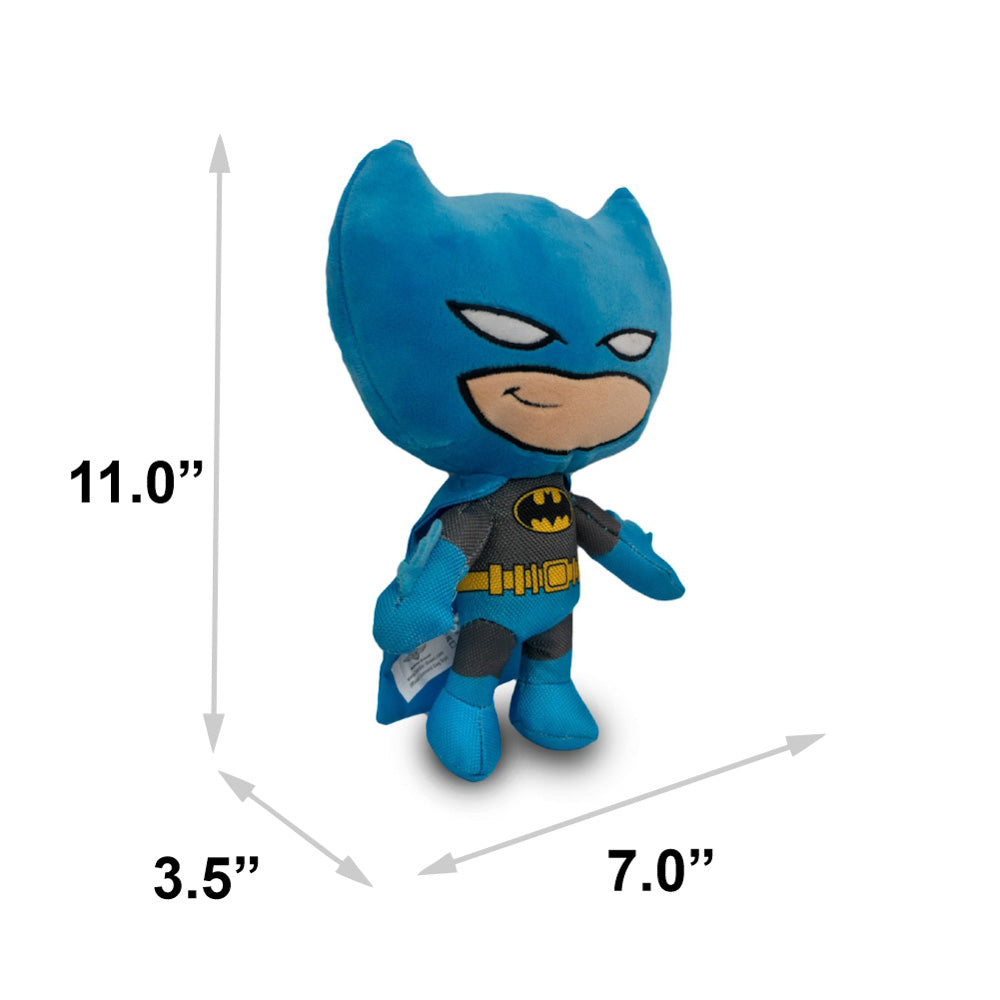 Dog Toy Squeaker Plush - Batman Full Body Standing Pose with Blue Cape Dog Toy Squeaky Plush DC Comics