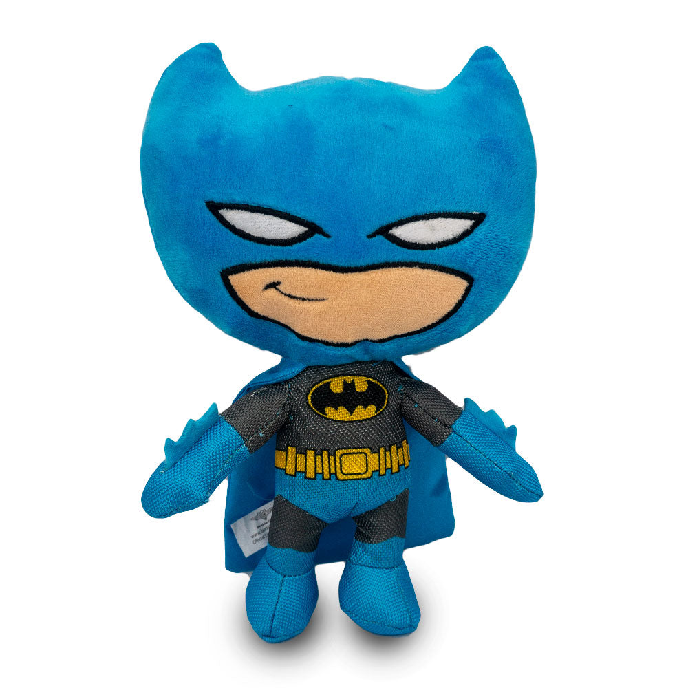 Dog Toy Squeaker Plush - Batman Full Body Standing Pose with Blue Cape Dog Toy Squeaky Plush DC Comics
