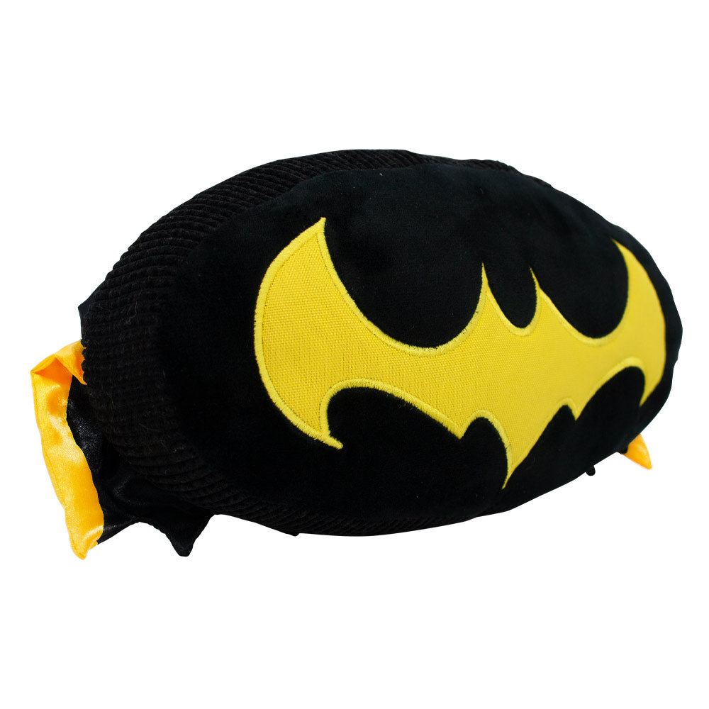 Dog Toy Squeaker Plush - DC Legion of Super-Pets Batman Dog Ace the Bat Hound Bat Logo with Cape Black Yellow Dog Toy Squeaky Plush DC Comics