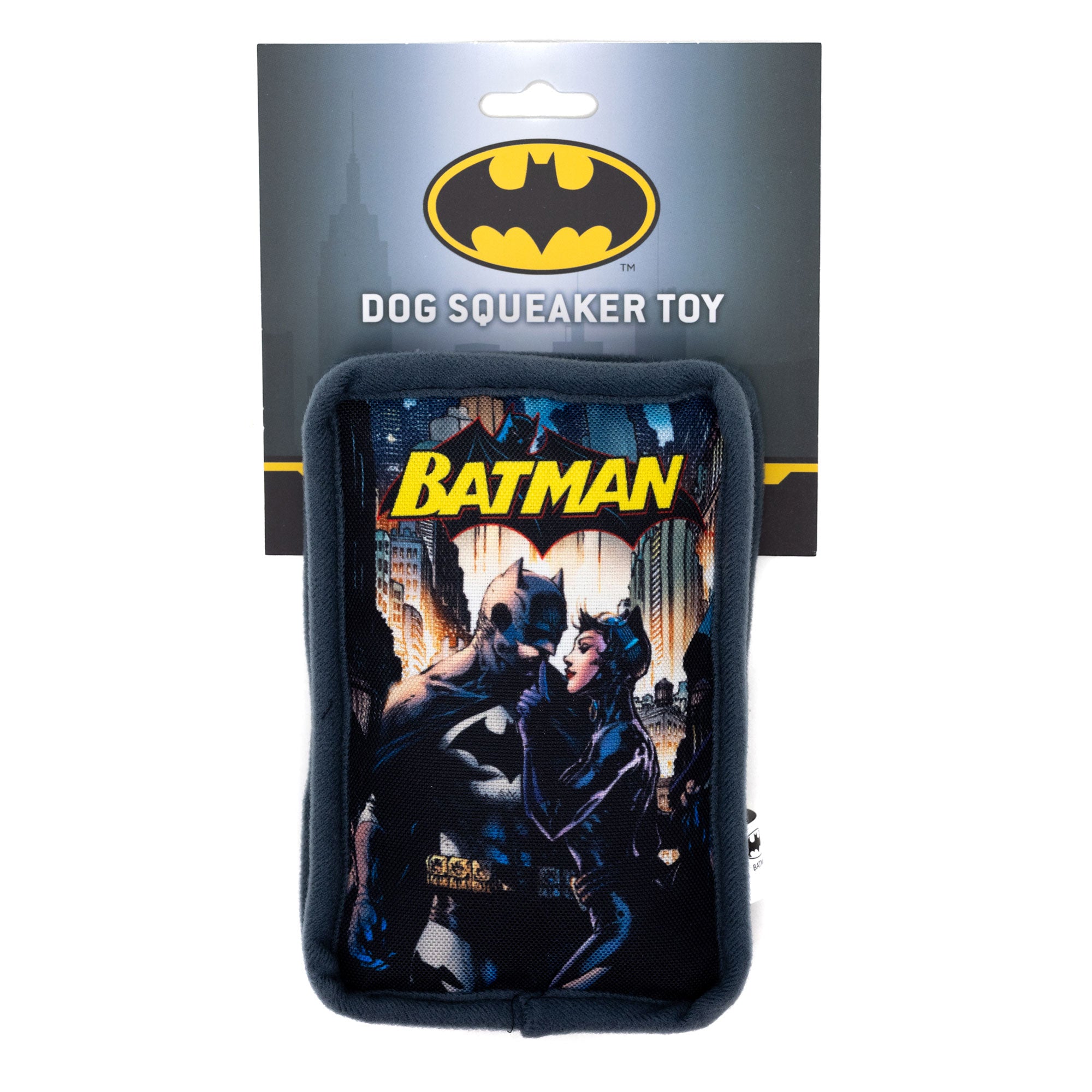 Dog Toy Squeaker Plush - Batman and Catwoman Jim Lee Hush Pose Comic Book Replica Dog Toy Squeaky Plush DC Comics