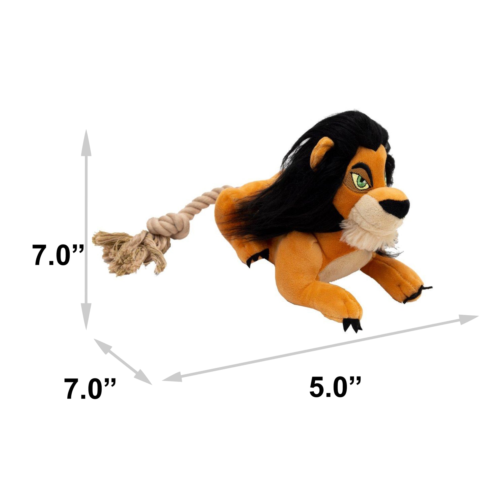 Dog Toy Squeaker Plush - Disney The Lion King Scar Full Body Pose with Rope Tail Dog Toy Squeaky Plush Disney