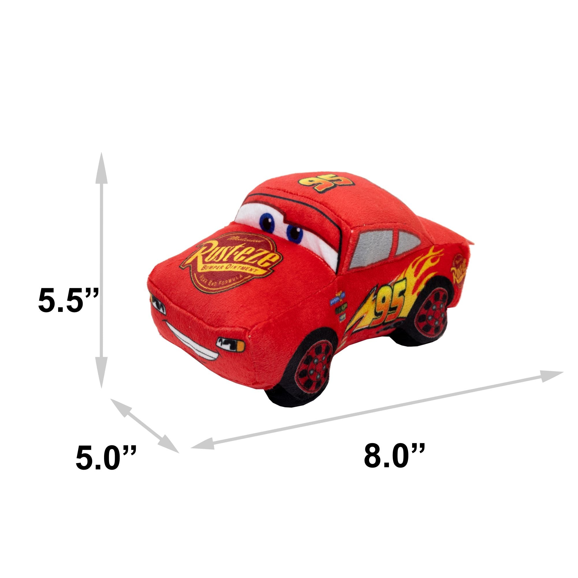 Dog Toy Squeaky Plush 2-Piece Set, Disney Pixar Cars, Lightning McQueen, Tow Mater