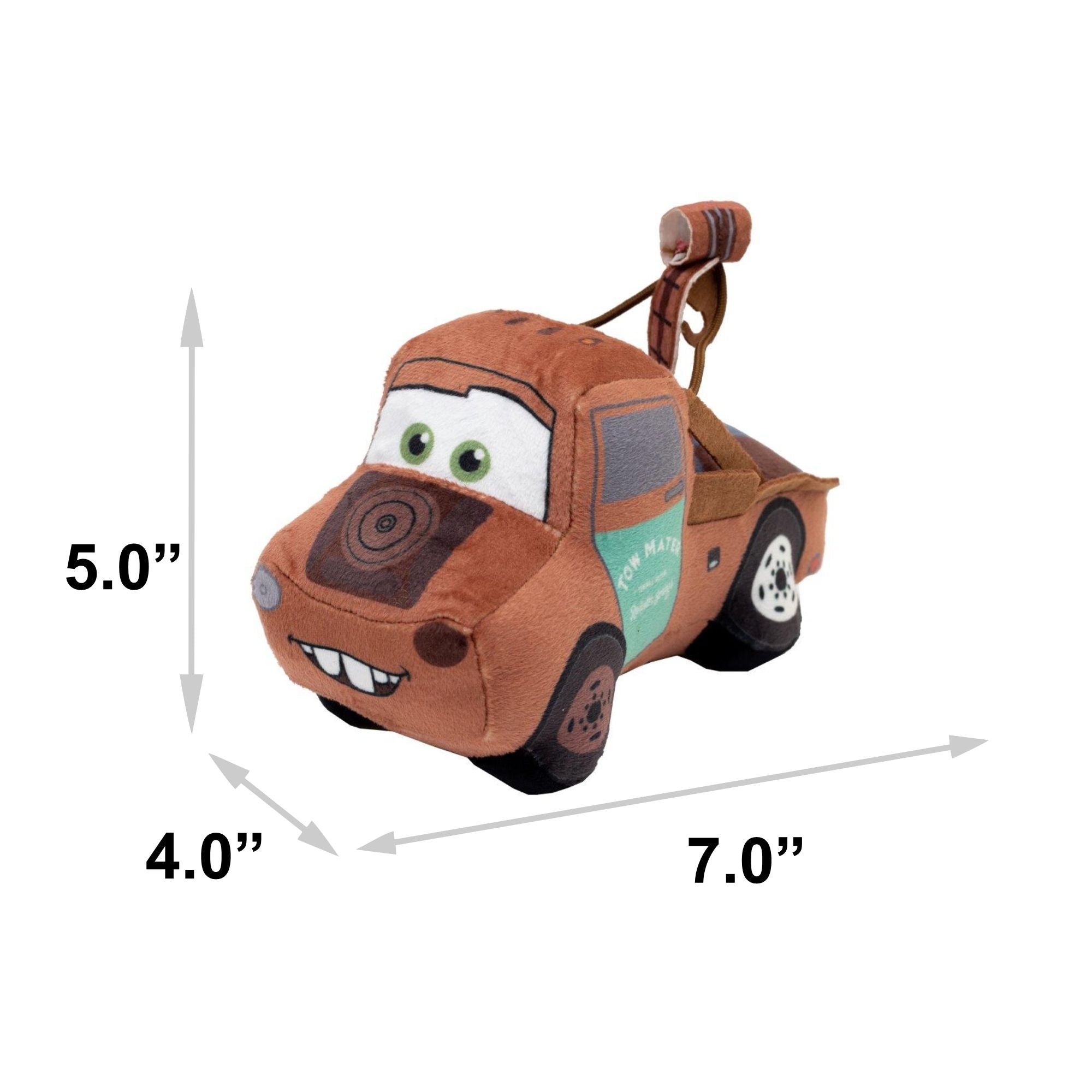 Dog Toy Squeaky Plush 2-Piece Set, Disney Pixar Cars, Lightning McQueen, Tow Mater