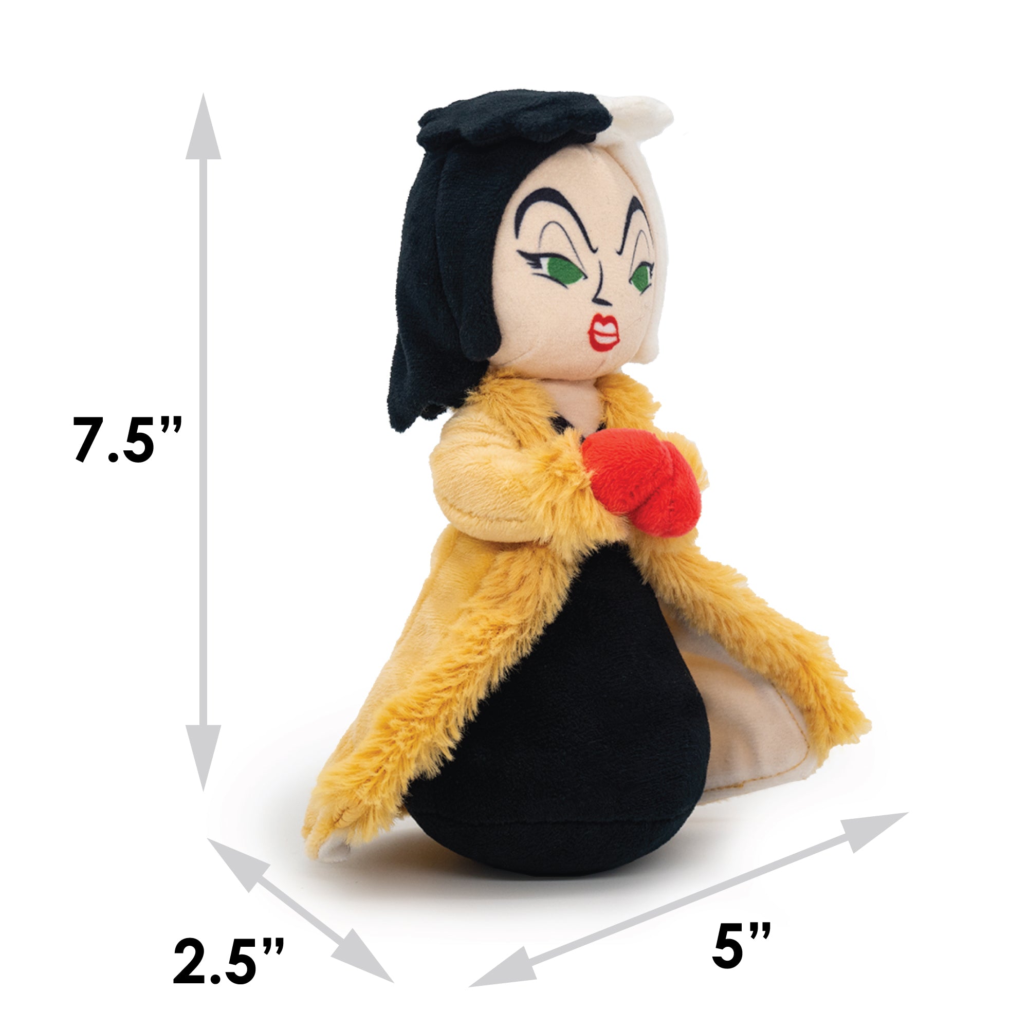 Dog Toy Squeaker Plush - One Hundred and One Dalmatians Villain Cruella de Vil Full Body Standing Pose Dog Toy Squeaky Plush Disney