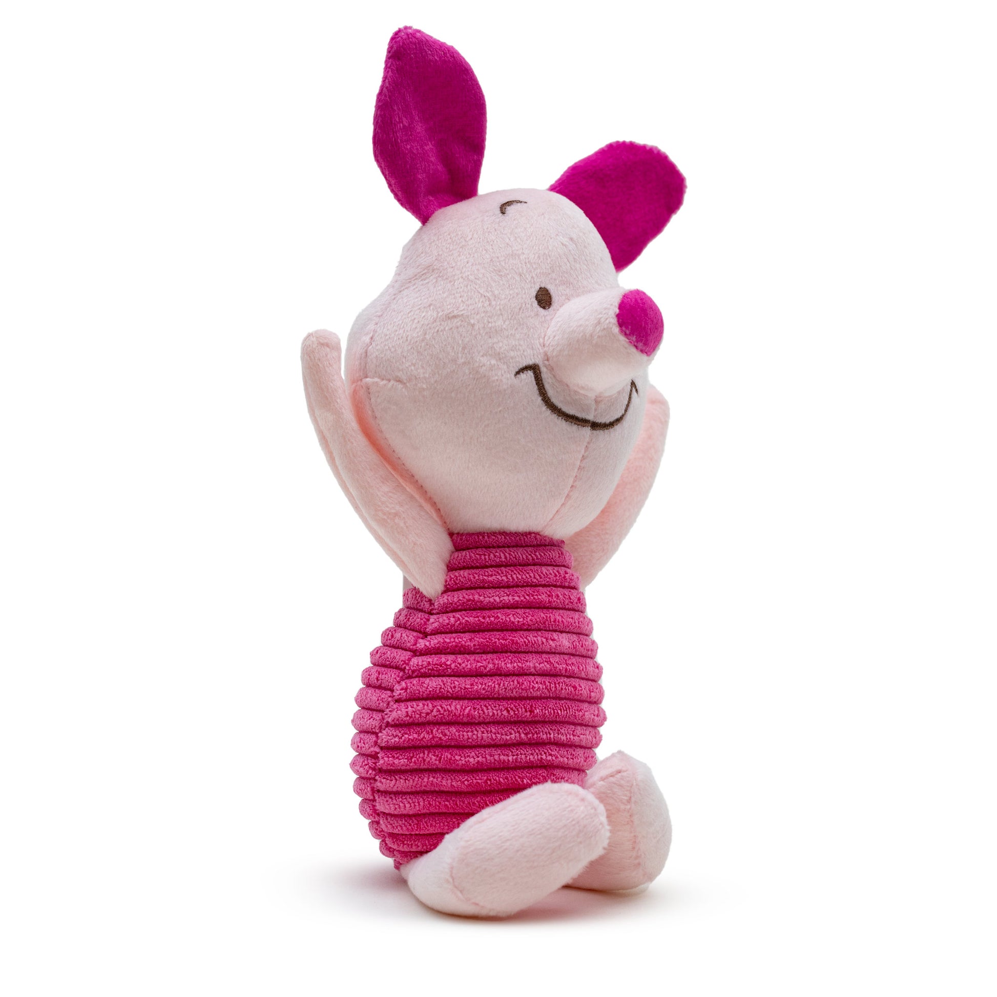 Dog Toy Squeaker Plush - Winnie the Pooh Piglet Arms Up Sitting Pose Dog Toy Squeaky Plush Disney