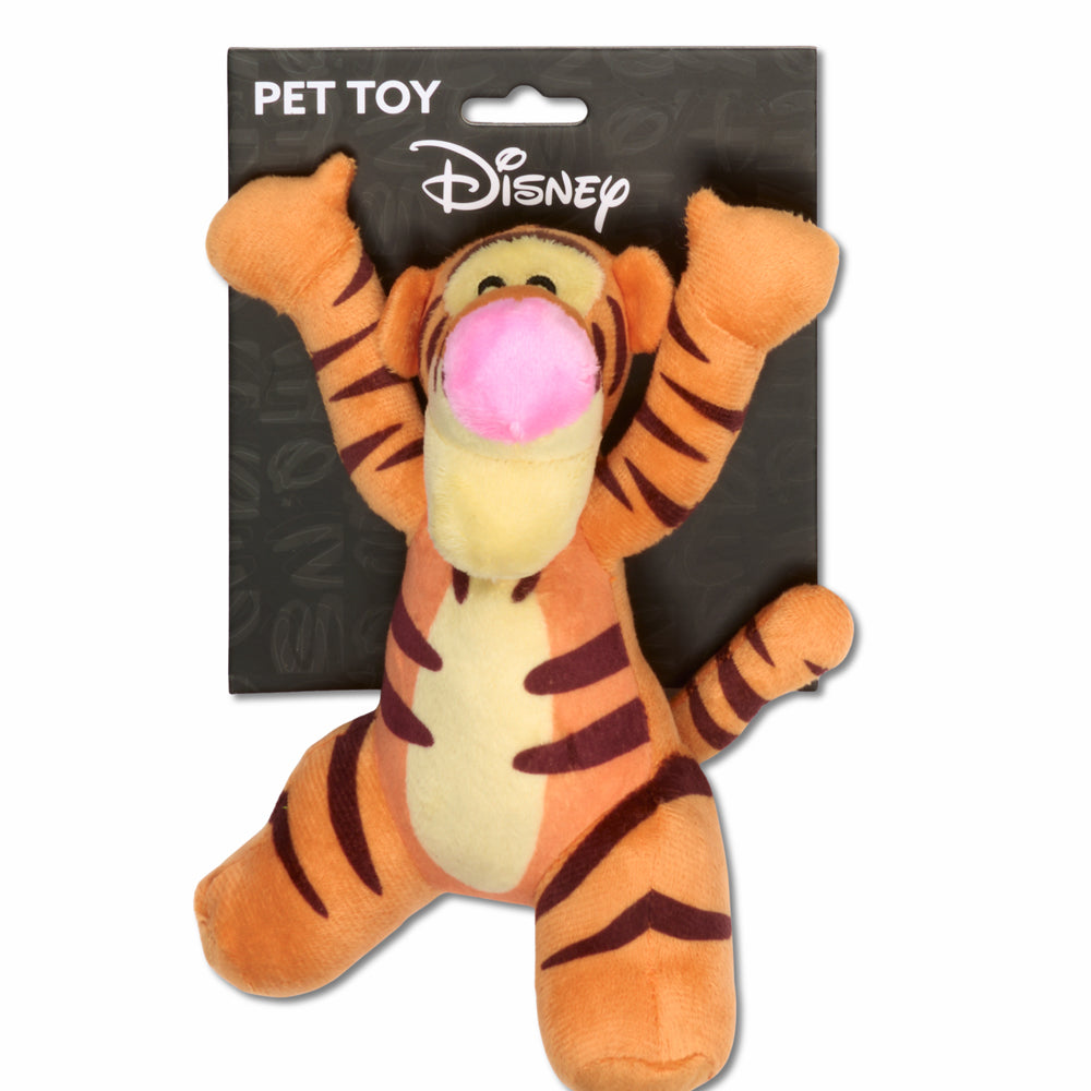 Dog Toy Squeaker Plush - Winnie the Pooh Tiggers Arms Up Sitting Pose Dog Toy Squeaky Plush Disney