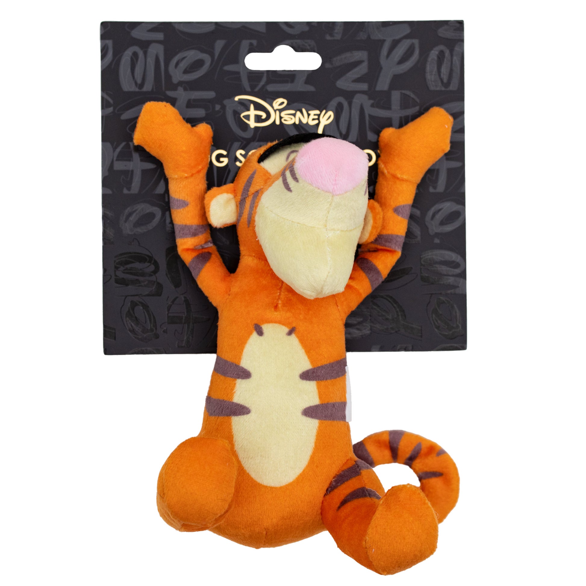 Dog Toy Squeaker Plush - Winnie the Pooh Tiggers Arms Up Sitting Pose Dog Toy Squeaky Plush Disney