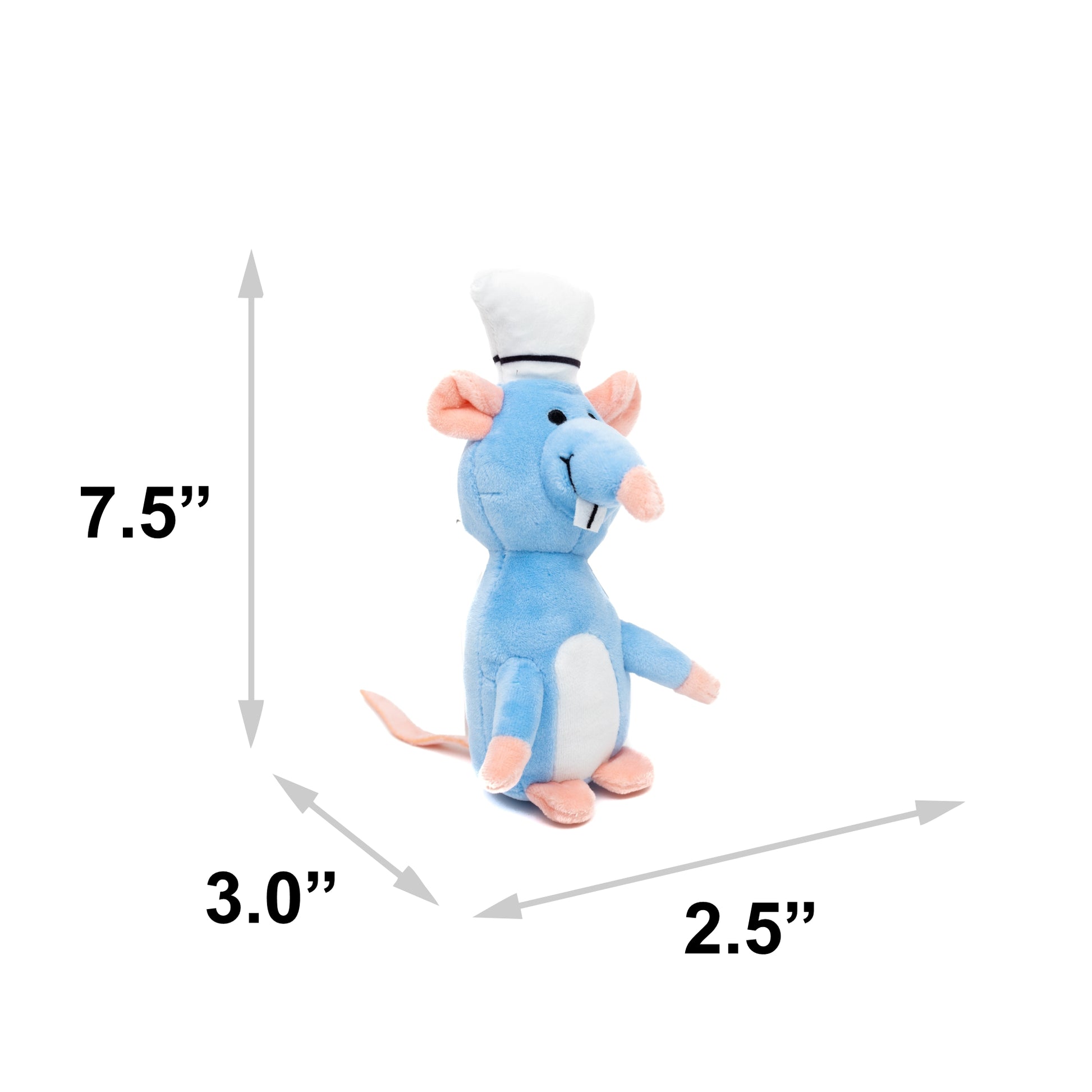 Dog Toy Squeaker Plush - Ratatouille Chef Remy Rat Full Body Pose Dog Toy Squeaky Plush Disney