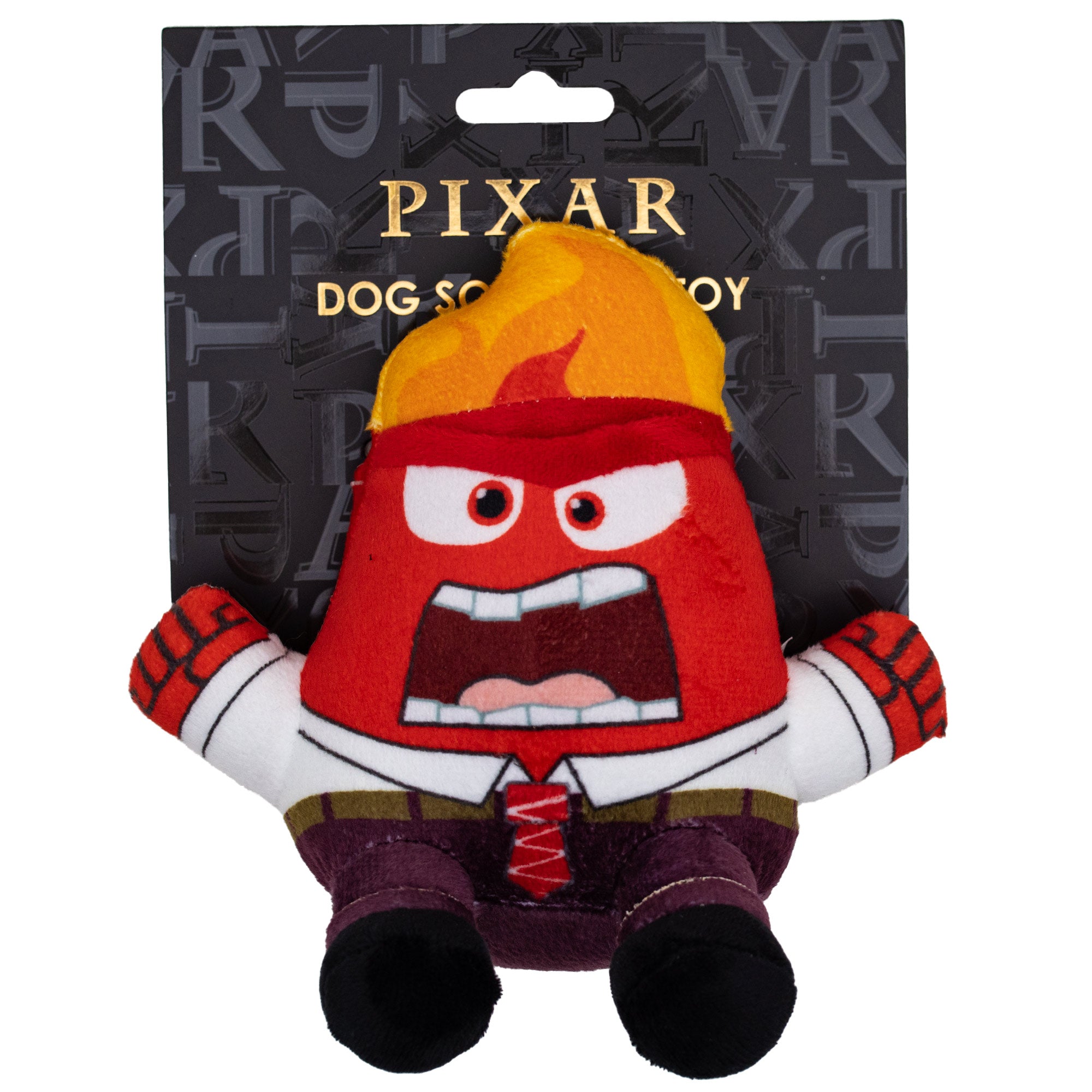 Dog Toy Squeaker Plush - Inside Out Anger Full Body Sitting Pose Dog Toy Squeaky Plush Disney