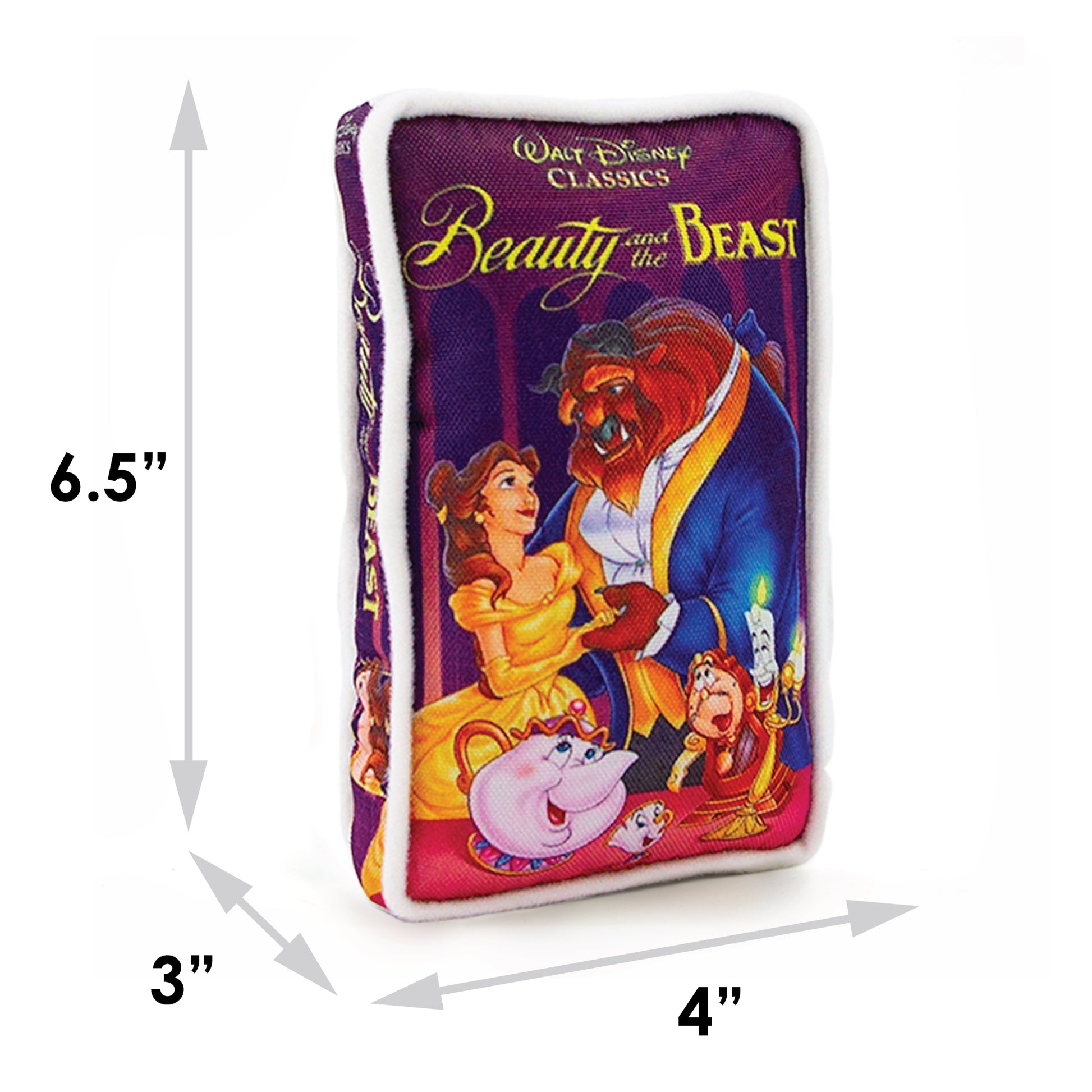 Dog Toy Squeaker Plush - Disney Beauty and the Beast VHS Tape Replica Dog Toy Squeaky Plush Disney