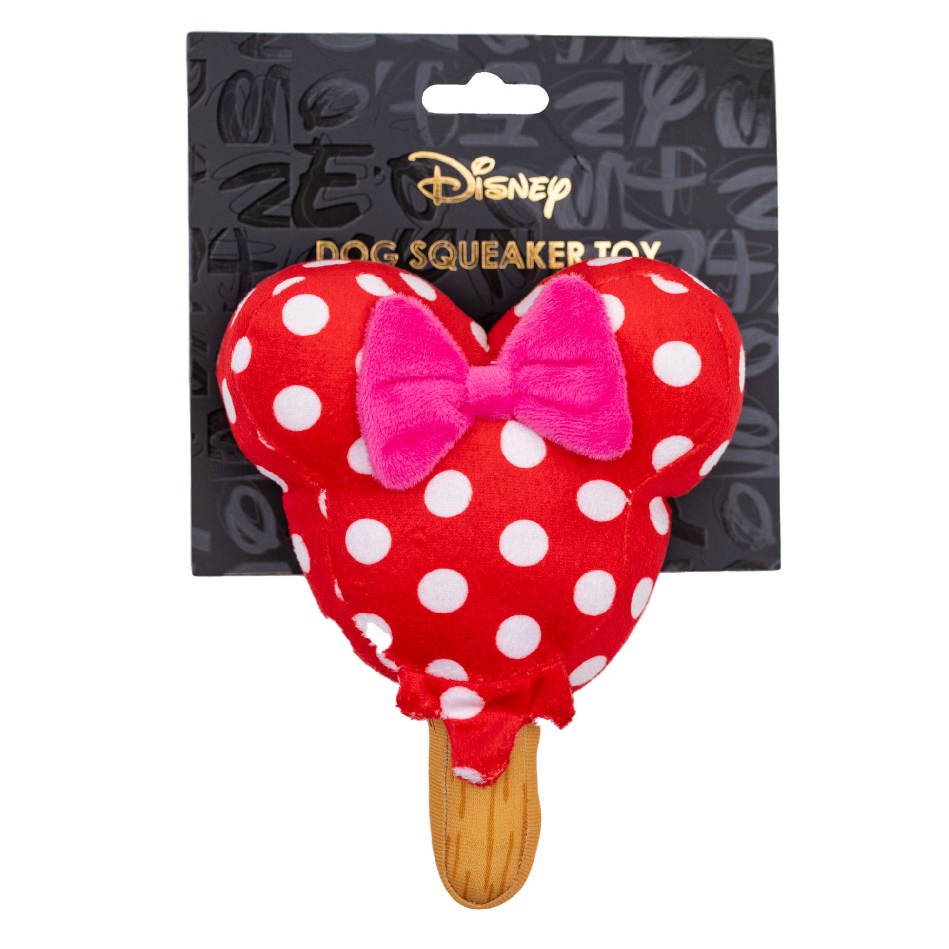 Dog Toy Squeaker Plush - Minnie Mouse Ice Cream with Ears and Bow Red Dog Toy Squeaky Plush Disney
