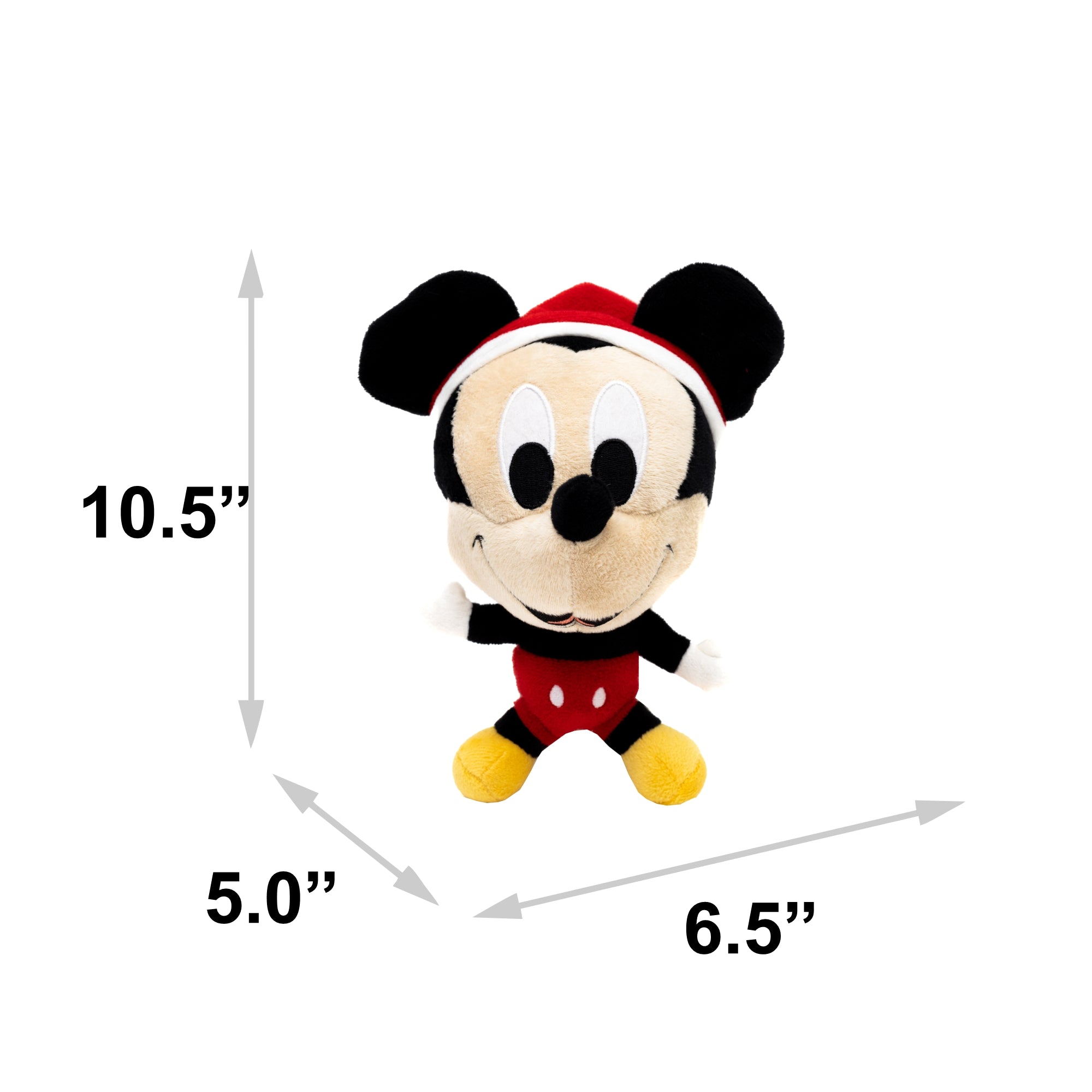 Dog Toy Squeaker Plush - Mickey Mouse Santa Hat Full Body Pose Dog Toy Squeaky Plush Disney