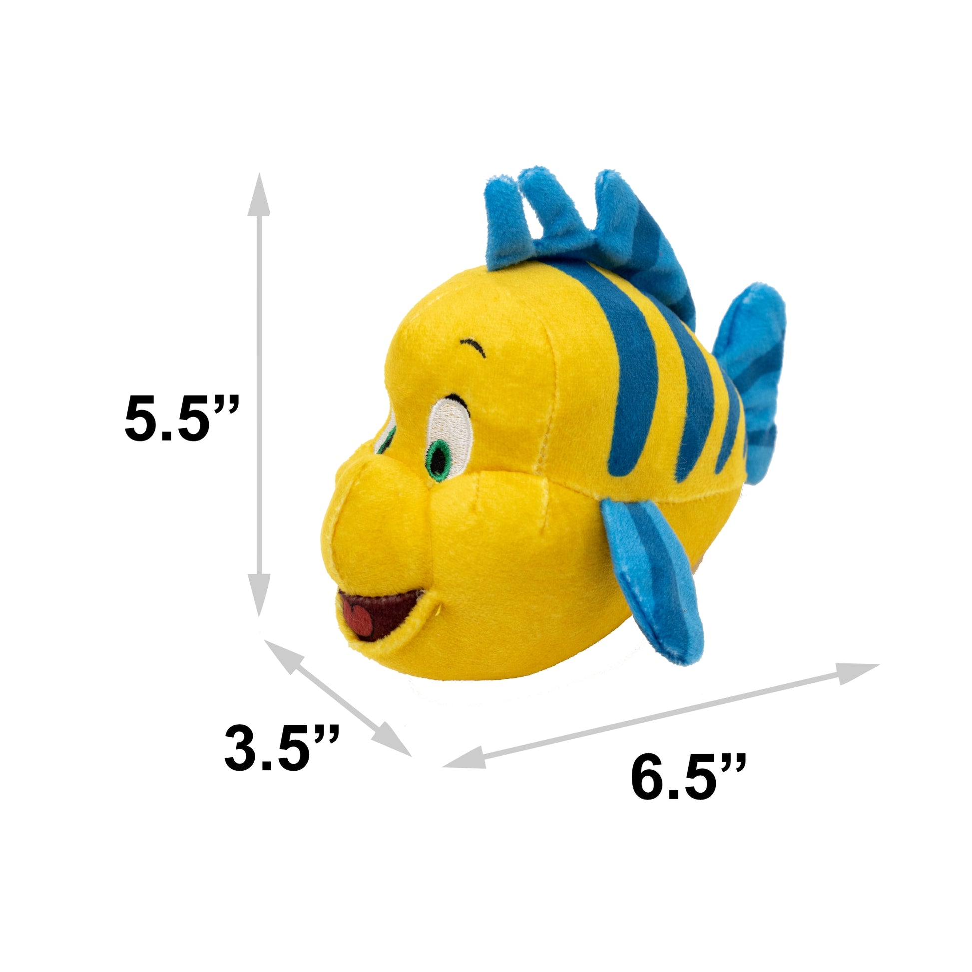 Dog Toy Squeaker Plush - The Little Mermaid Flounder Full Body Pose Dog Toy Squeaky Plush Disney
