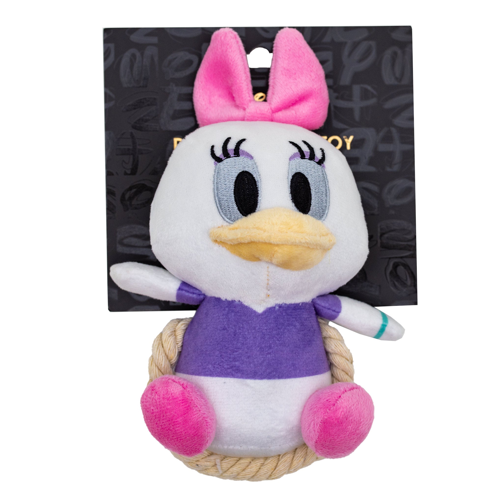 Dog Toy Squeaker Plush with Rope - Disney Daisy Duck Chibi Sitting Pose Dog Toy Squeaky Plush Disney
