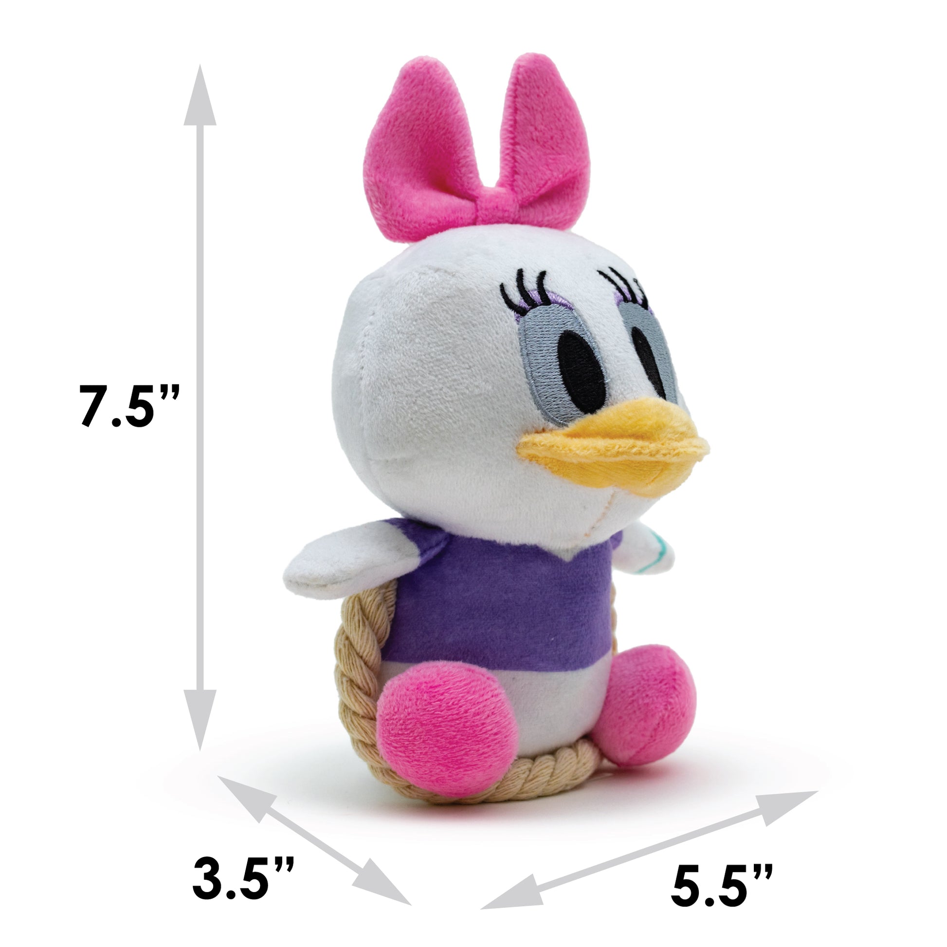 Dog Toy Squeaker Plush with Rope - Disney Daisy Duck Chibi Sitting Pose Dog Toy Squeaky Plush Disney