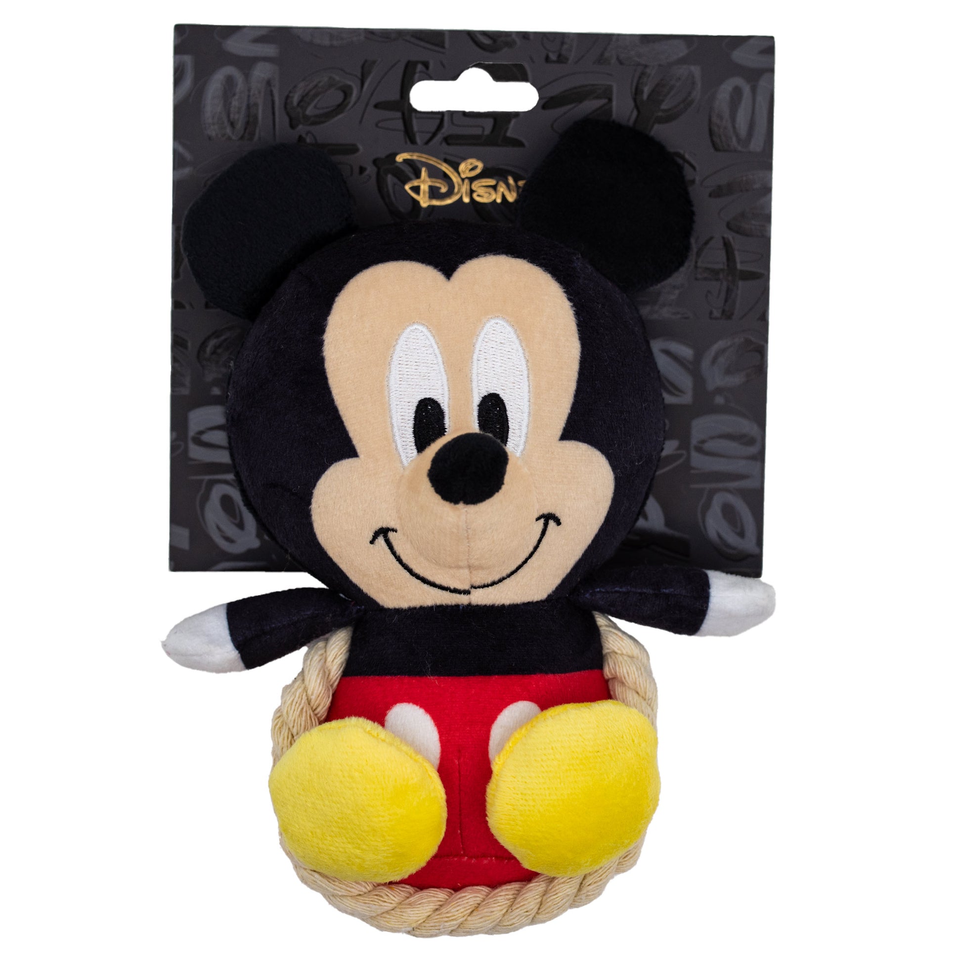 Dog Toy Squeaker Plush with Rope - Disney Mickey Mouse Chibi Sitting Pose Dog Toy Squeaky Plush Disney