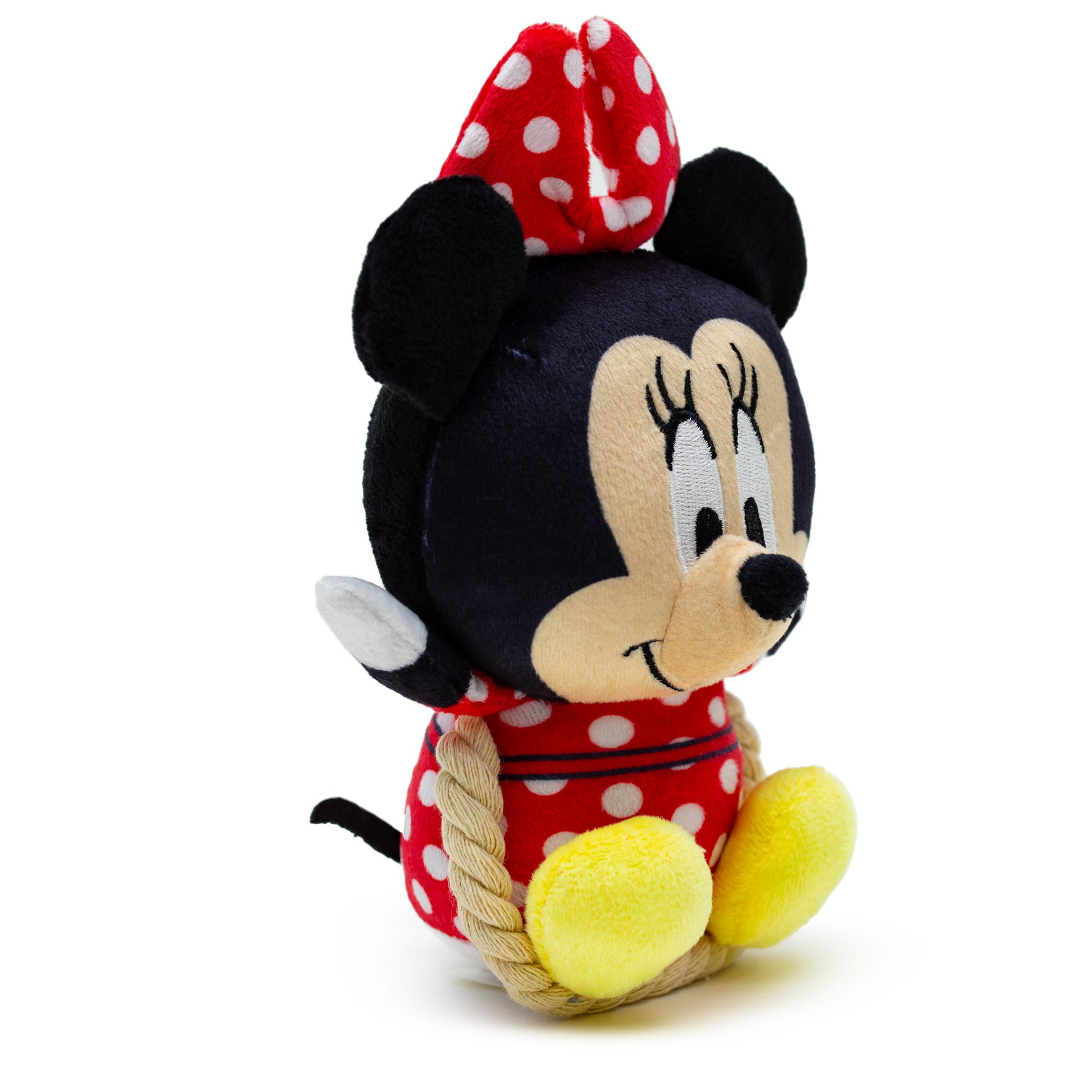 Dog Toy Squeaker Plush with Rope - Disney Minnie Mouse Chibi Sitting Pose Dog Toy Squeaky Plush Disney