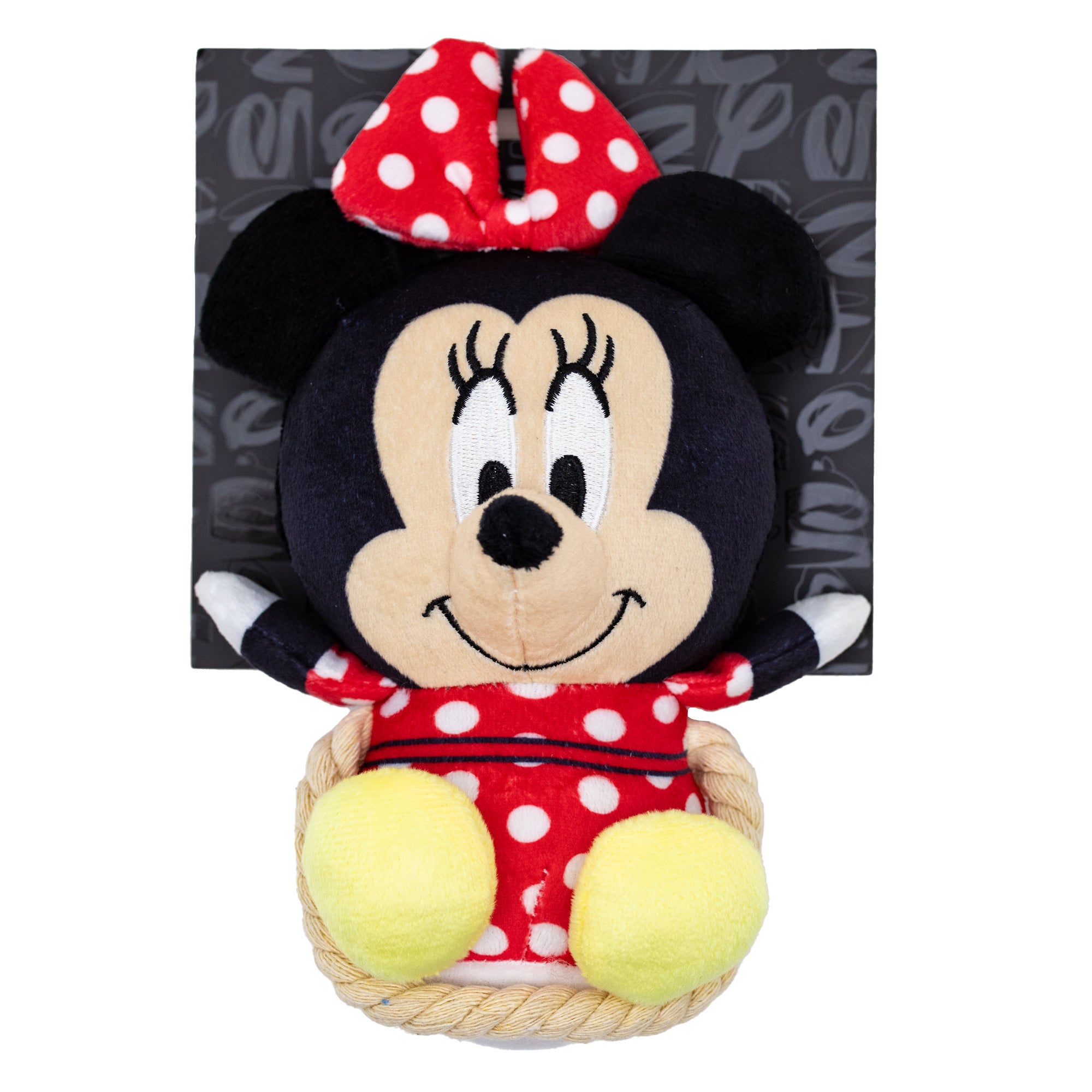 Dog Toy Squeaker Plush with Rope - Disney Minnie Mouse Chibi Sitting Pose Dog Toy Squeaky Plush Disney