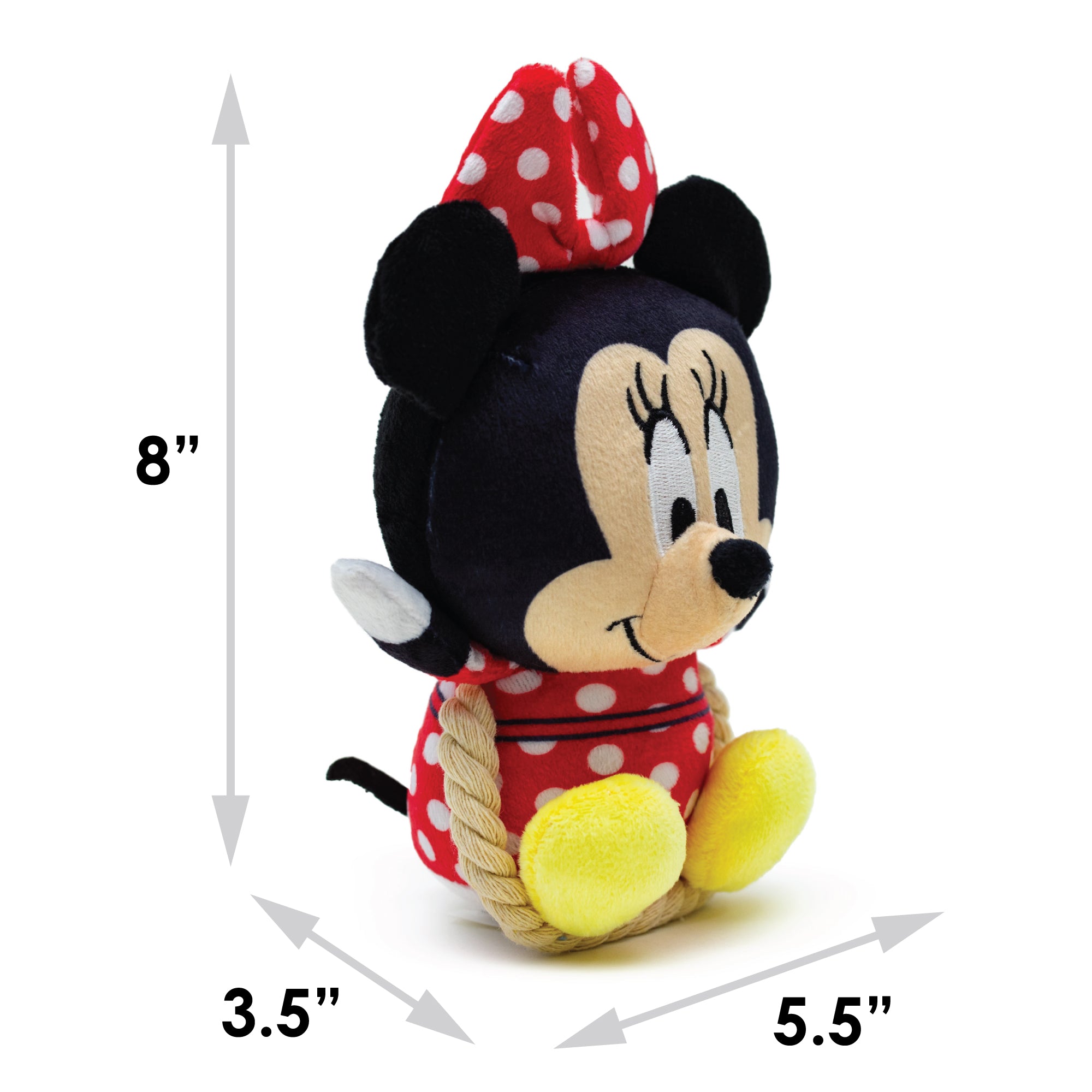 Dog Toy Squeaker Plush with Rope - Disney Minnie Mouse Chibi Sitting Pose Dog Toy Squeaky Plush Disney