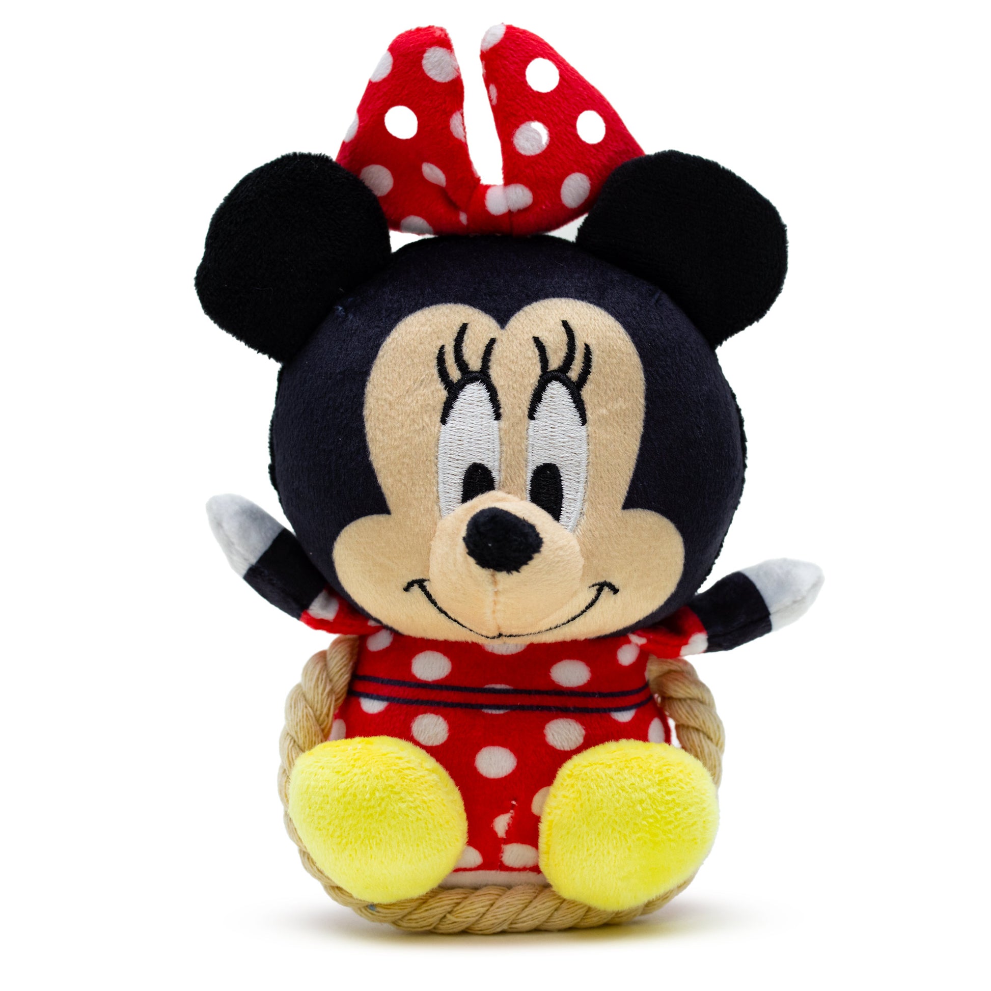 Dog Toy Squeaker Plush with Rope - Disney Minnie Mouse Chibi Sitting Pose Dog Toy Squeaky Plush Disney