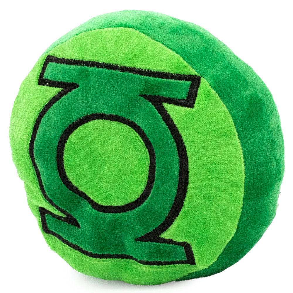 Dog Toy Squeaker Plush - Green Lantern Logo Round Dog Toy Squeaky Plush DC Comics
