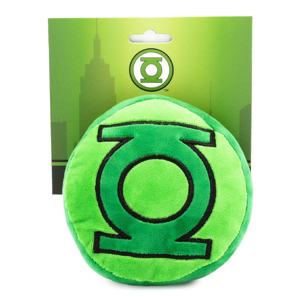 Dog Toy Squeaker Plush - Green Lantern Logo Round Dog Toy Squeaky Plush DC Comics