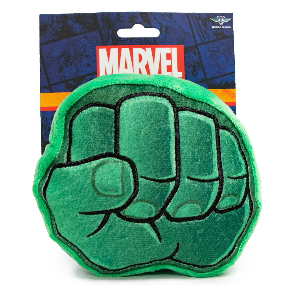 Dog Toy Plush - 6-INCH - Hulk Fist Greens Dog Toy Squeaky Plush Marvel Comics