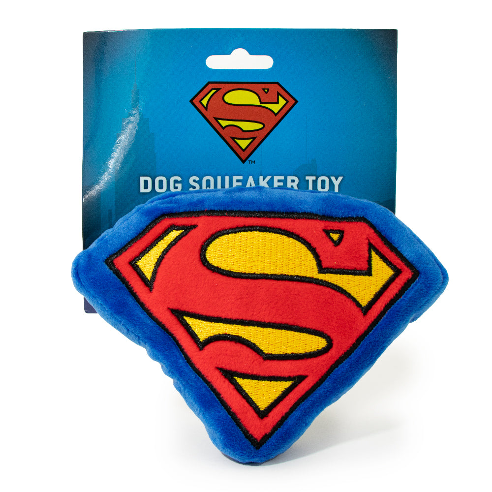 DTPT-SMBB Dog Toy Squeaky Plush - Superman Shield Blue Red Yellow Dog Toy Squeaky Plush DC Comics