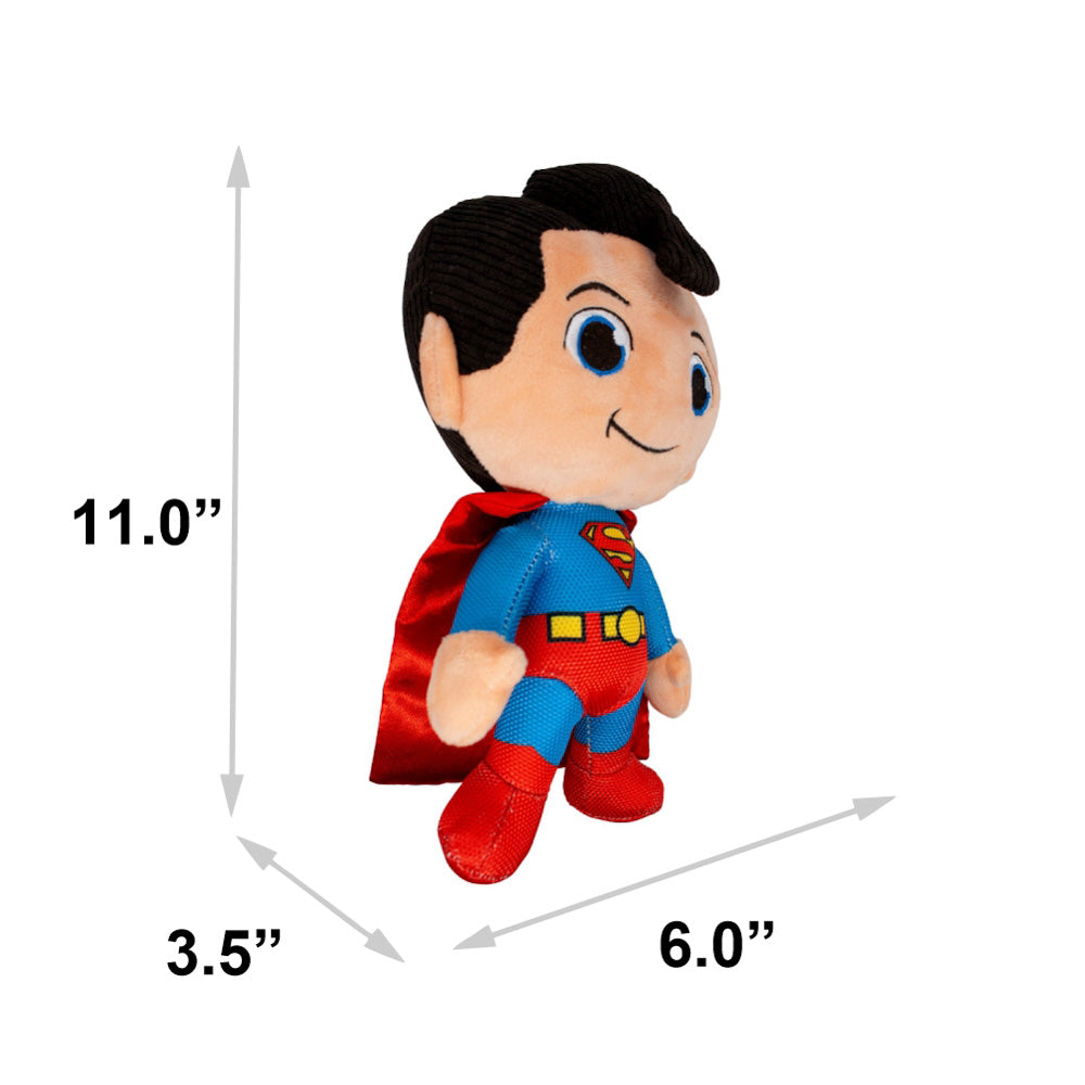 Dog Toy Squeaker Plush - Superman Chibi Full Body Standing Pose with Corduroy Hair Dog Toy Squeaky Plush DC Comics