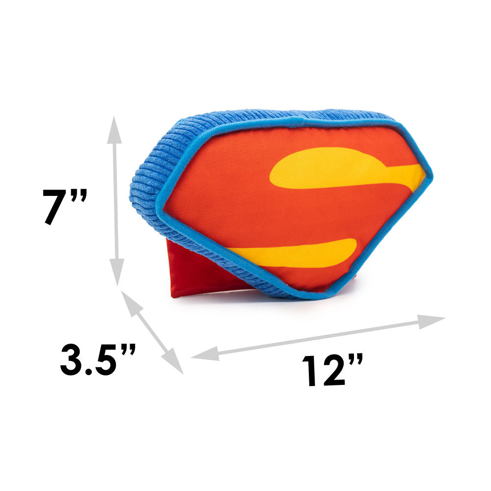 Dog Toy Squeaker Plush - DC League of Super-Pets Superman Dog Krypto the Super Dog Logo with Cape Blue Red Yellow Dog Toy Squeaky Plush DC Comics