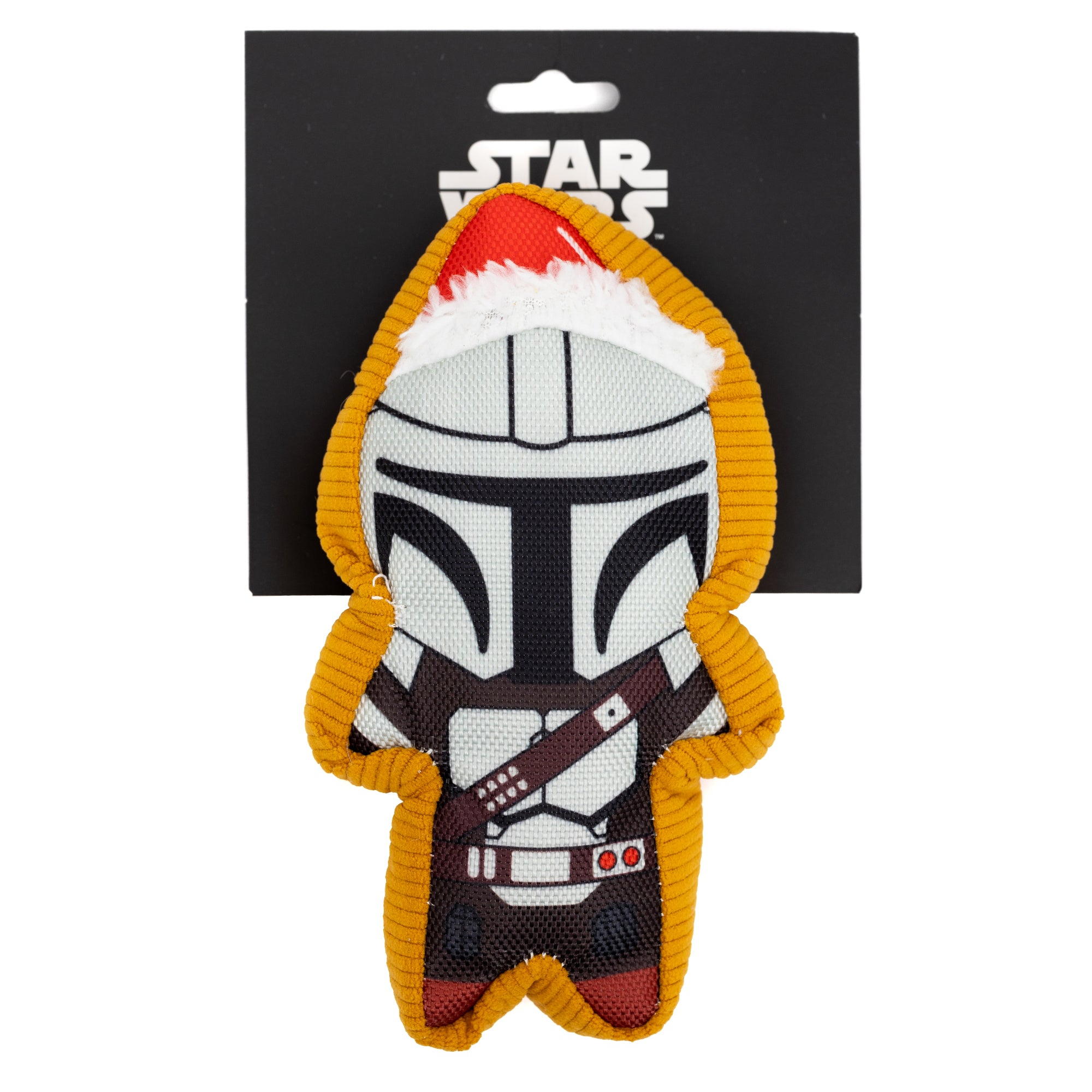 Dog Toy Squeaker Plush - Star Wars Holiday Mandalorian Santa Cookie Replica Dog Toy Squeaky Plush Star Wars