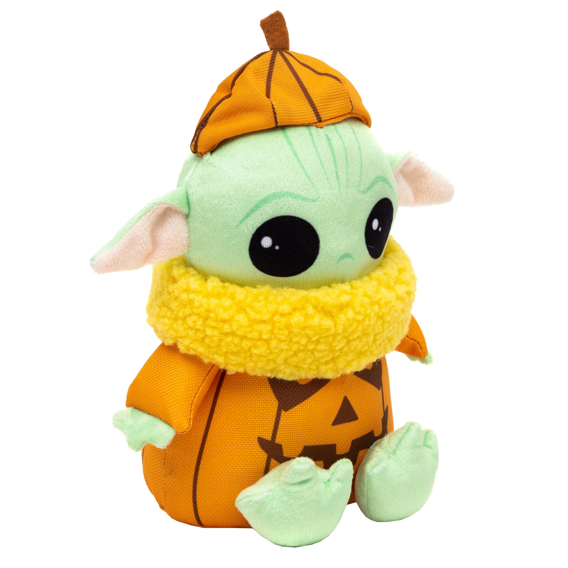 Dog Toy Squeaker Plush - Star Wars Halloween Grogu Pumpkin Sitting Pose Dog Toy Squeaky Plush Star Wars