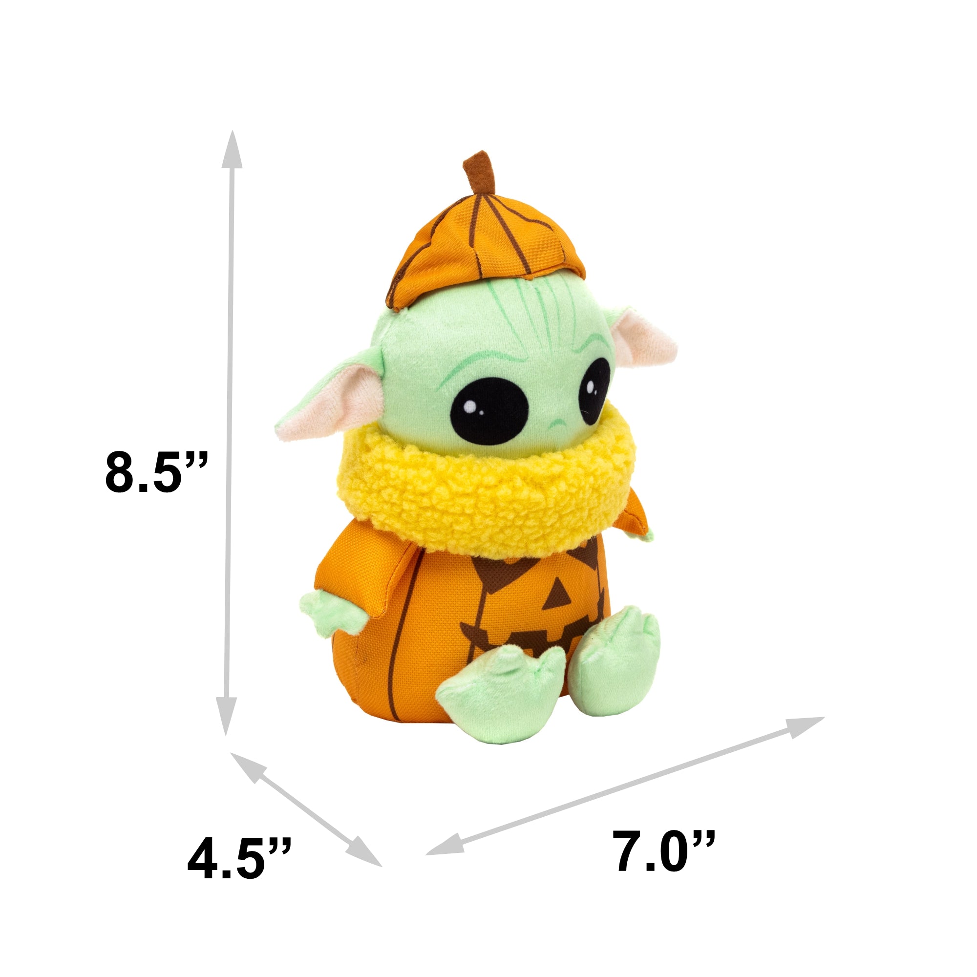 Dog Toy Squeaker Plush - Star Wars Halloween Grogu Pumpkin Sitting Pose Dog Toy Squeaky Plush Star Wars