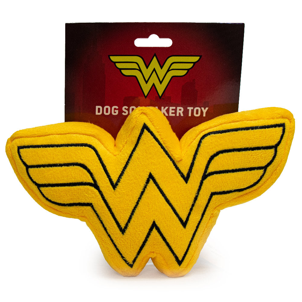 DTPT-WWBS Dog Toy Squeaky Plush - Wonder Woman Logo Icon Yellow Black Dog Toy Squeaky Plush DC Comics