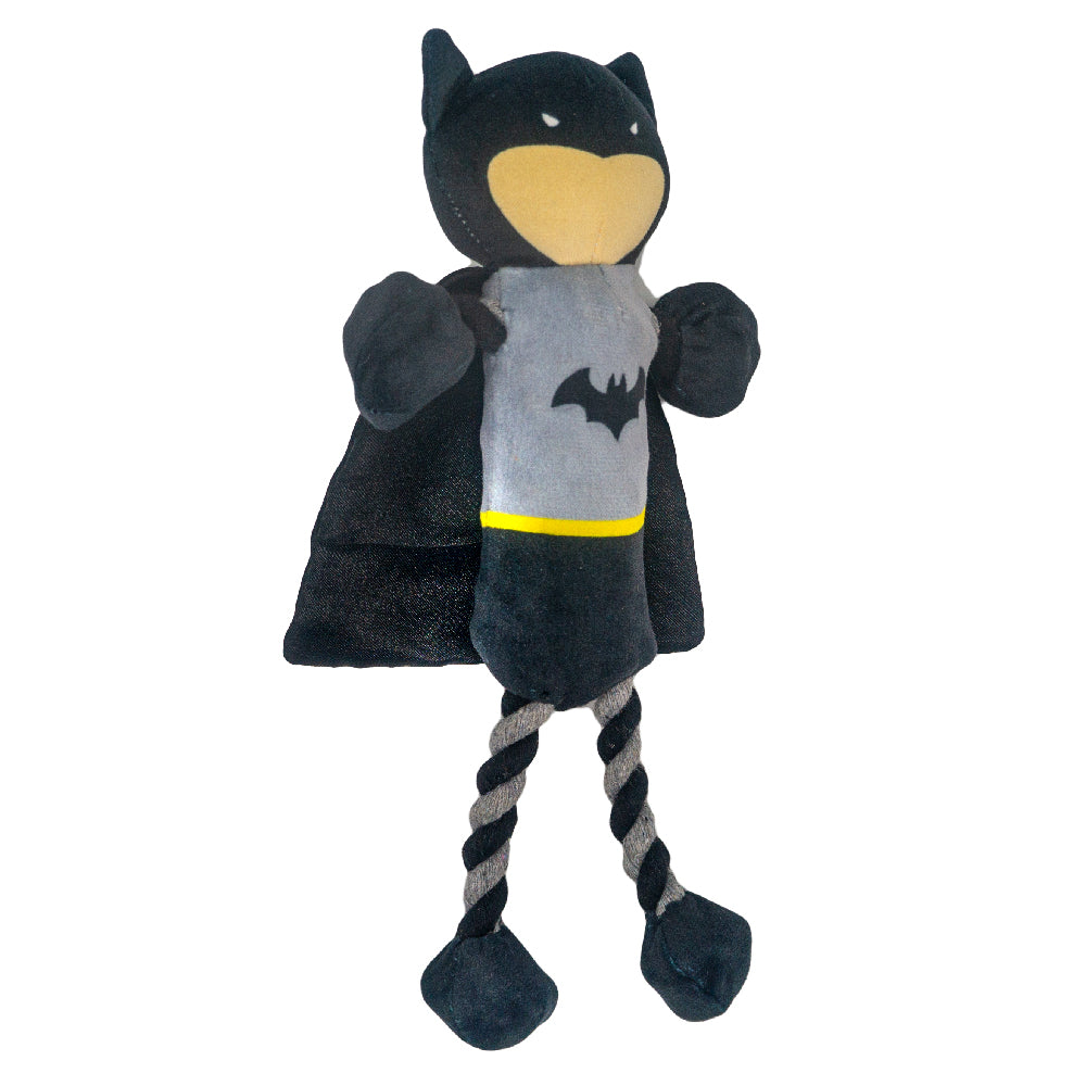 Dog Toy Plush Rope Toy - Batman Body with Black Silver Rope Legs Dog Toy Rope Toy DC Comics