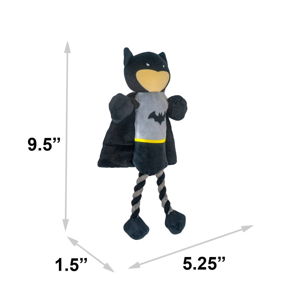 Dog Toy Plush Rope Toy - Batman Body with Black Silver Rope Legs Dog Toy Rope Toy DC Comics