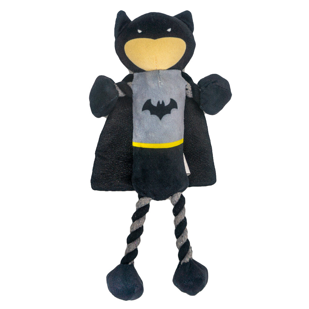 Dog Toy Plush Rope Toy - Batman Body with Black Silver Rope Legs ...