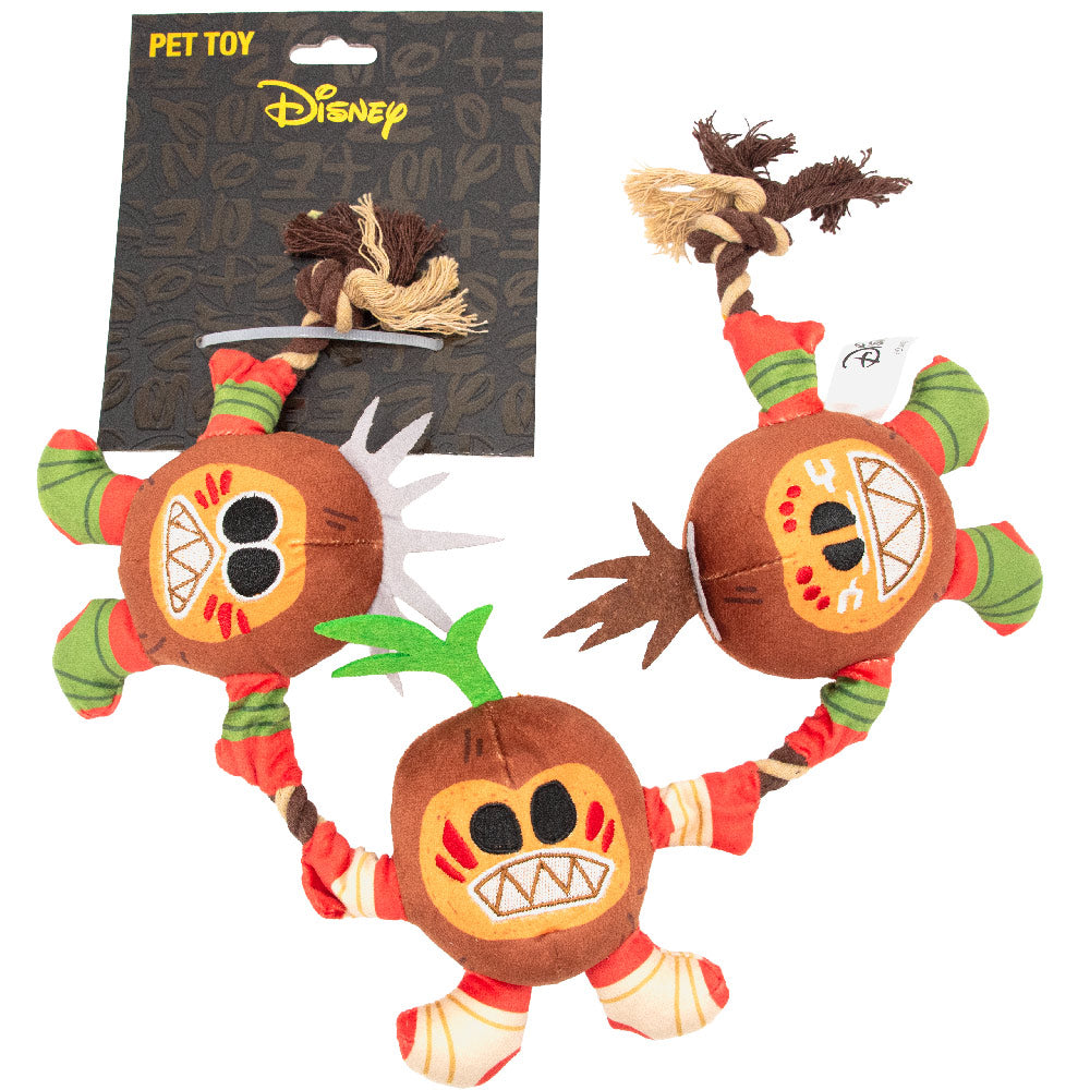 Dog Toy Squeaker Plush Rope Toy - Moana Kakamora Coconut Monster Trio Dog Toy Rope Toy Disney