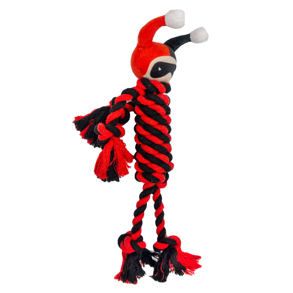 Dog Toy Rope Plush with Squeaker - Harley Quinn with Red Black Rope Body Dog Toy Rope Toy DC Comics