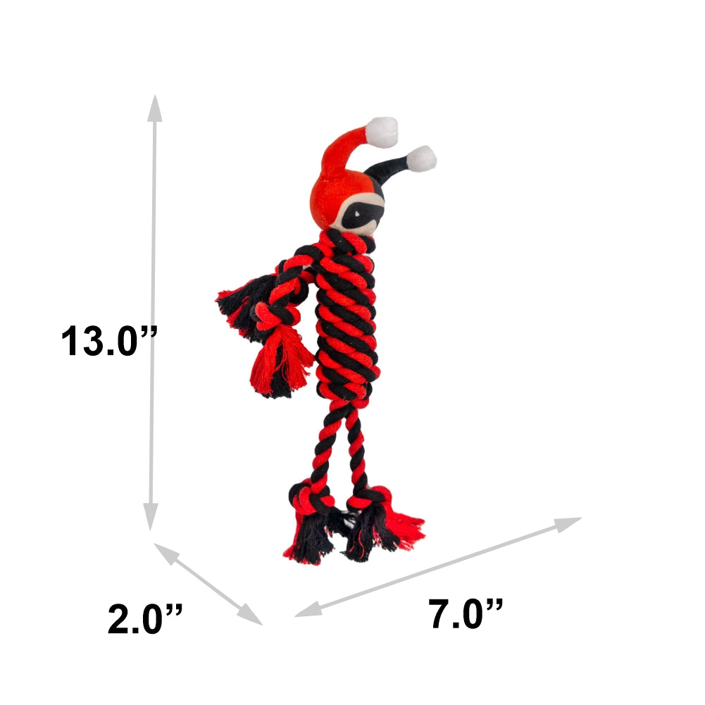 Dog Toy Rope Plush with Squeaker - Harley Quinn with Red Black Rope Body Dog Toy Rope Toy DC Comics