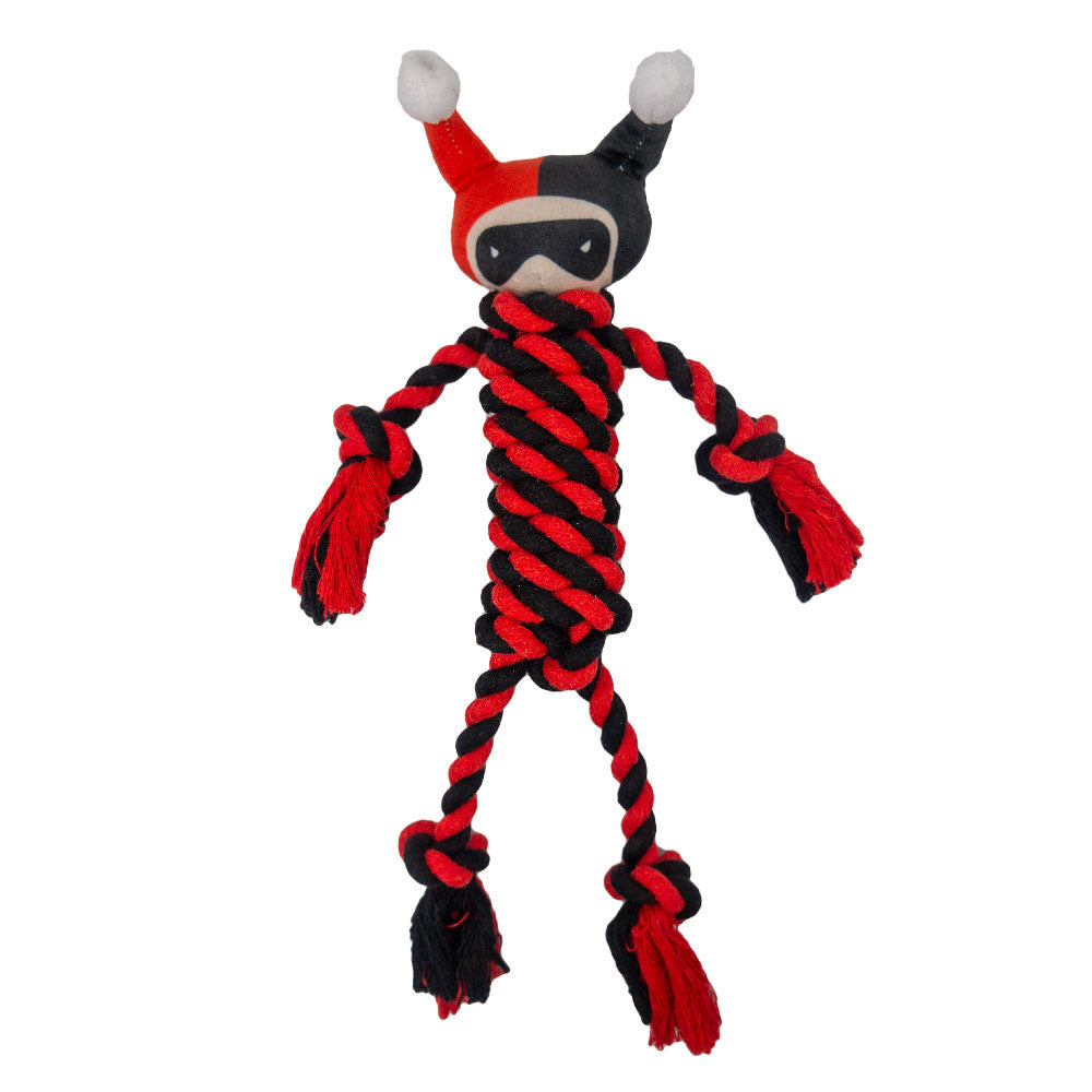 Dog Toy Rope Plush with Squeaker - Harley Quinn with Red Black Rope Body Dog Toy Rope Toy DC Comics