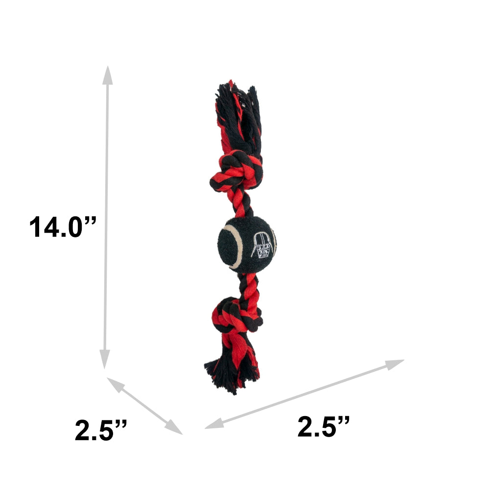 Dog Toy Tennis Ball Rope Toy - Star Wars Darth Vader Face + Black Red Rope Dog Toy Rope Toy Star Wars