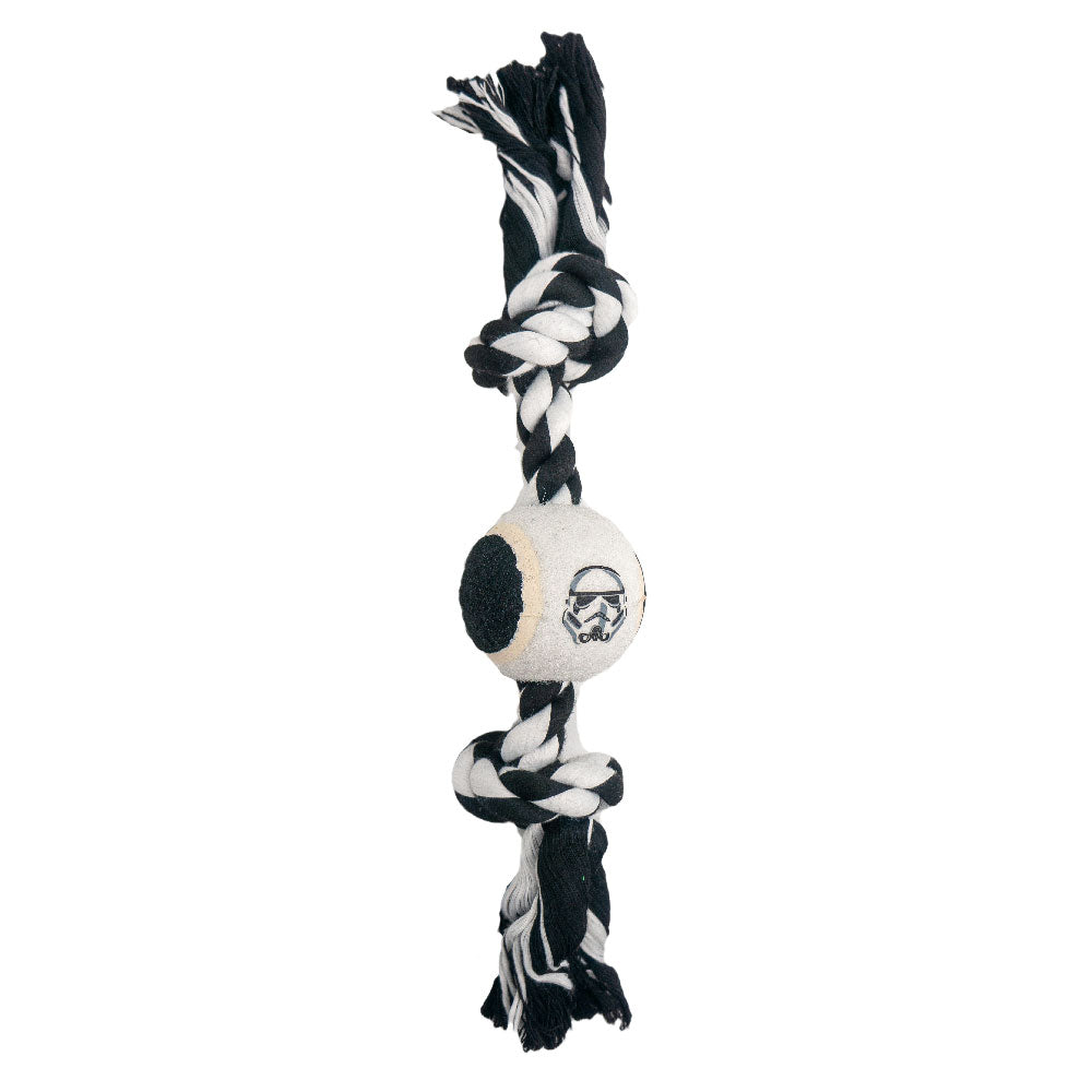 Dog Toy Tennis Ball Rope Toy - Star Wars Stromtrooper Face White Black + White Black Rope Dog Toy Rope Toy Star Wars