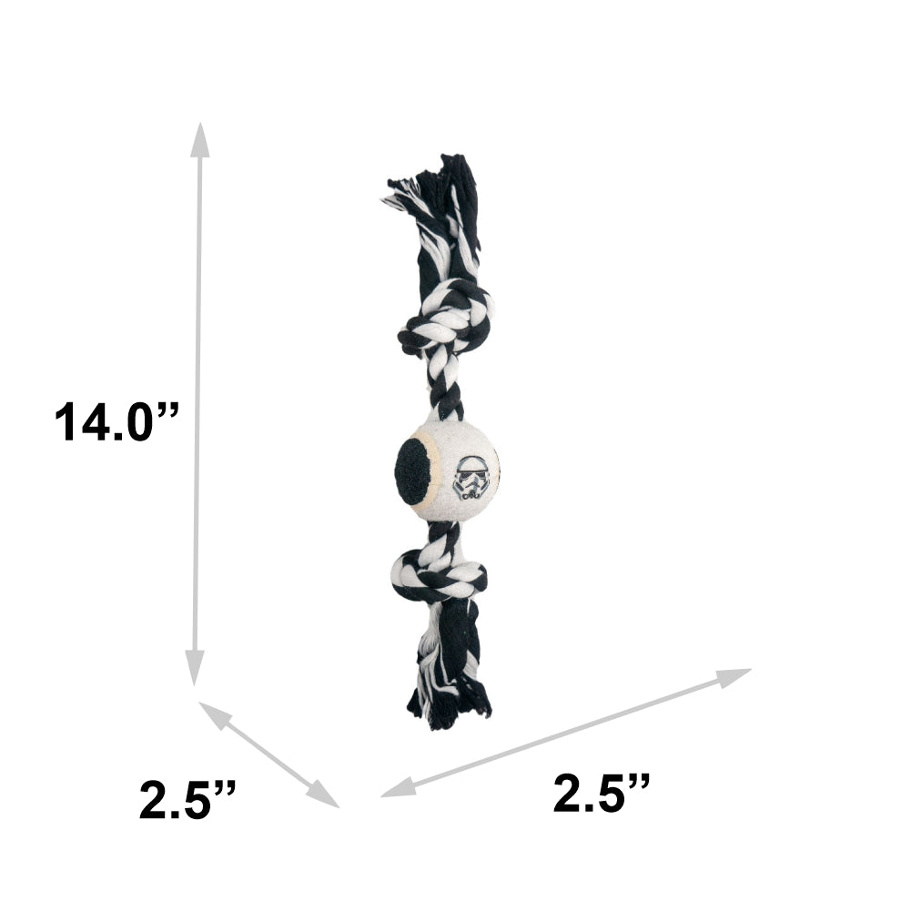 Dog Toy Tennis Ball Rope Toy - Star Wars Stromtrooper Face White Black + White Black Rope Dog Toy Rope Toy Star Wars
