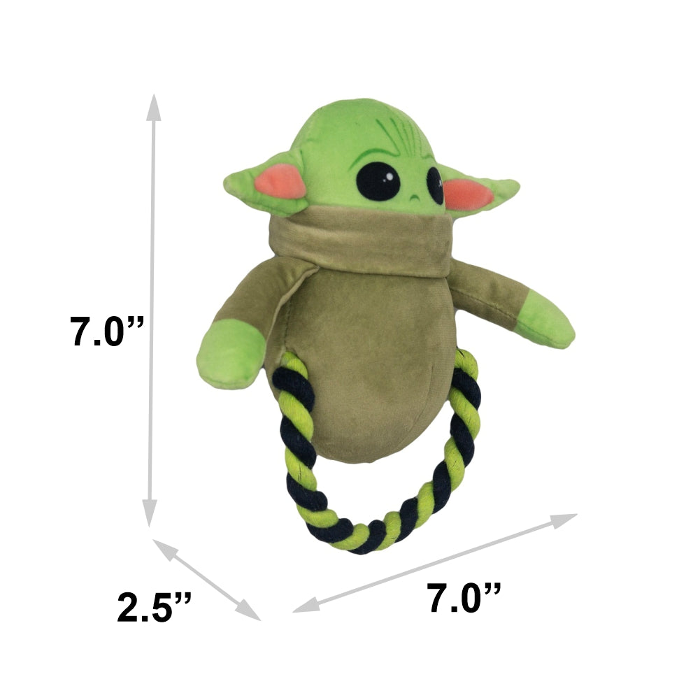Dog Toy Plush Rope Toy - Star Wars The Child Plush + Green Black Round Rope Dog Toy Rope Toy Star Wars