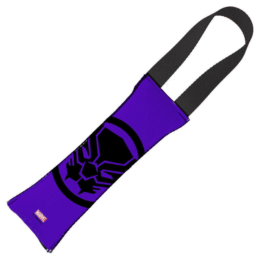 MARVEL AVENGERS 

Dog Toy Squeaky Tug Toy - Black Panther Standing Pose + Black Panther Icon Purple/Black + BLACK Handle Webbing Dog Toy Squeaky Tug Toy Marvel Comics   